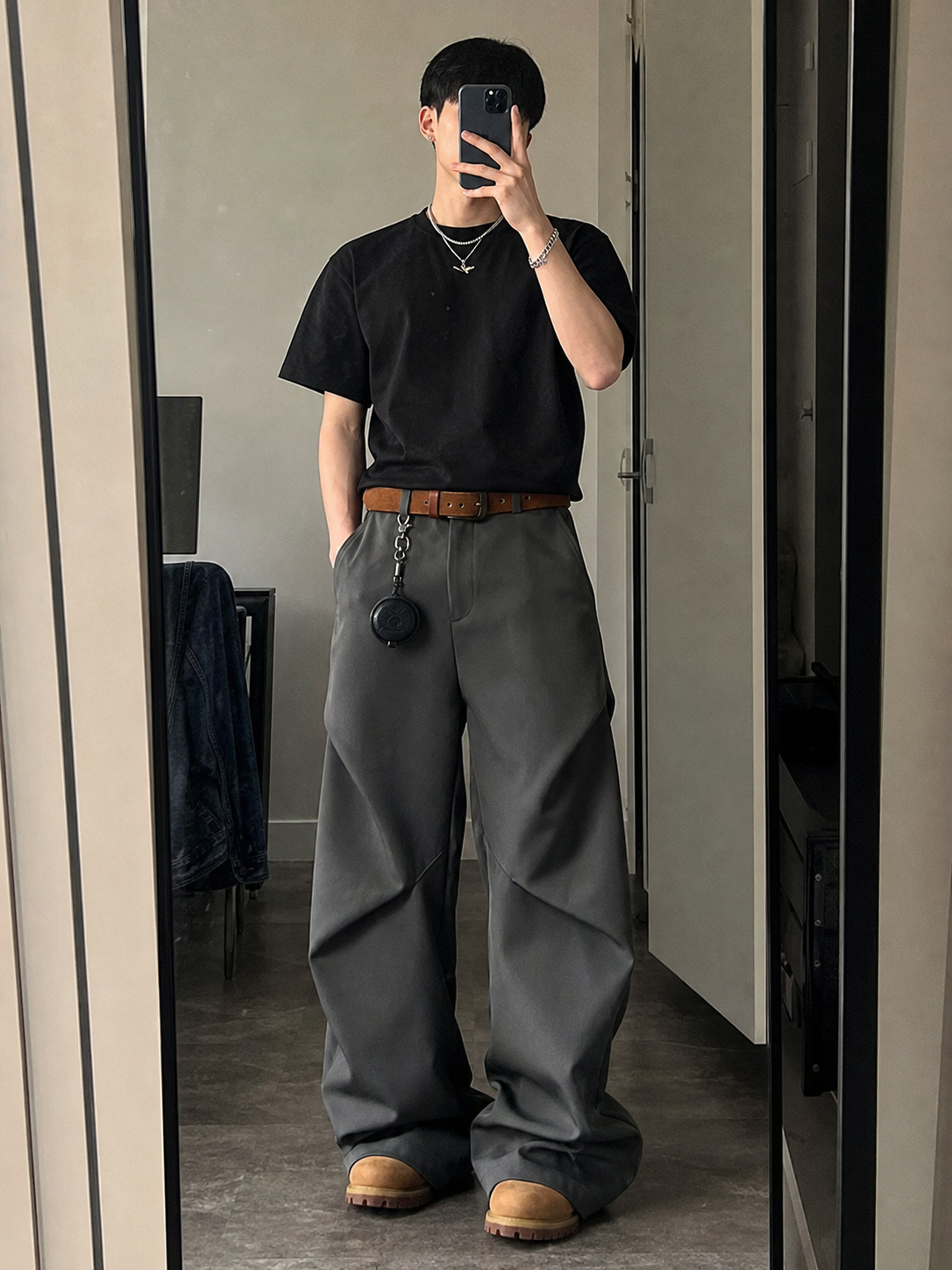 Graphite Drape Wide Trousers showcase 2