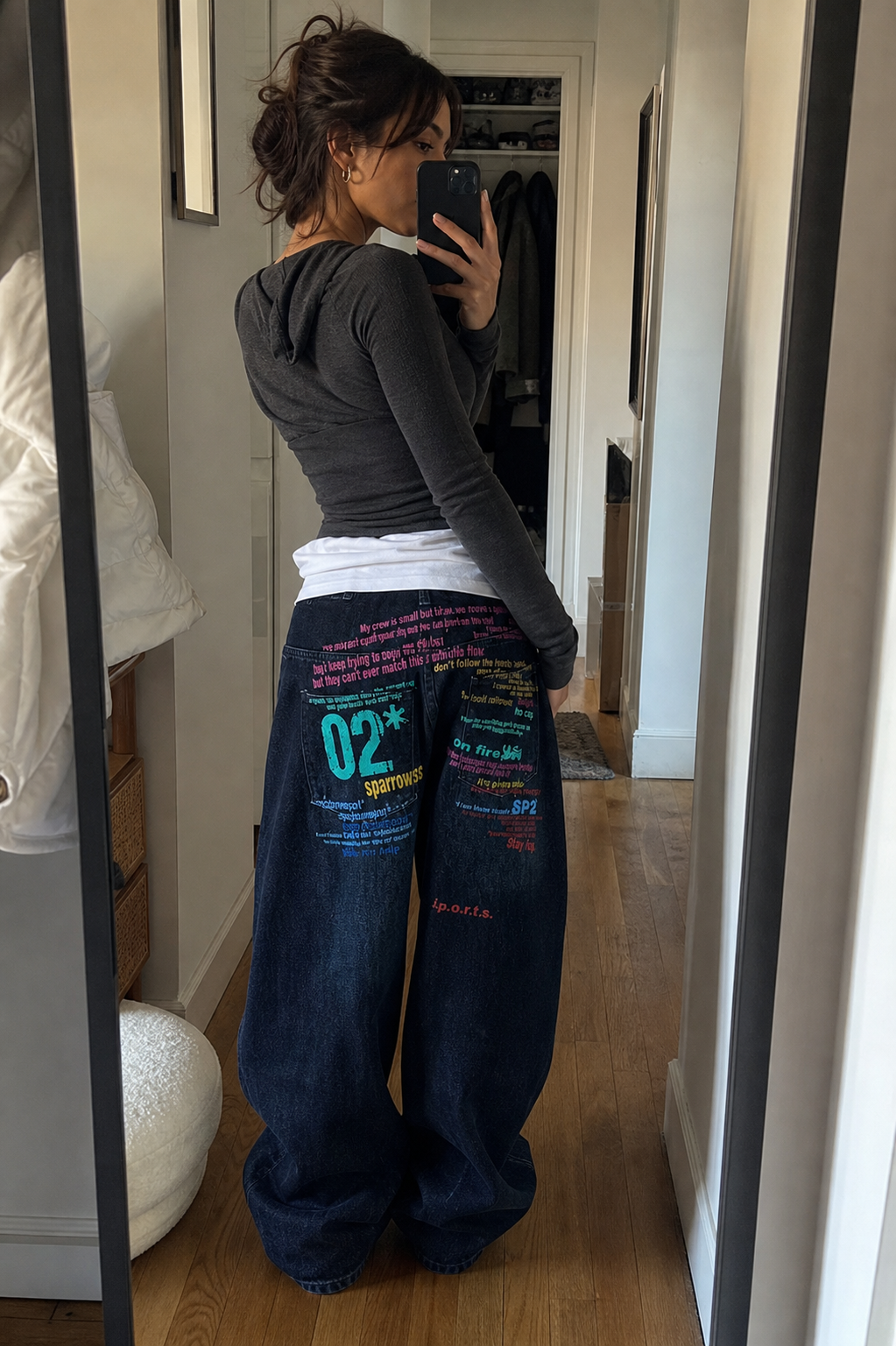 Neon Cipher Graffiti Wide-Leg Jeans showcase 2