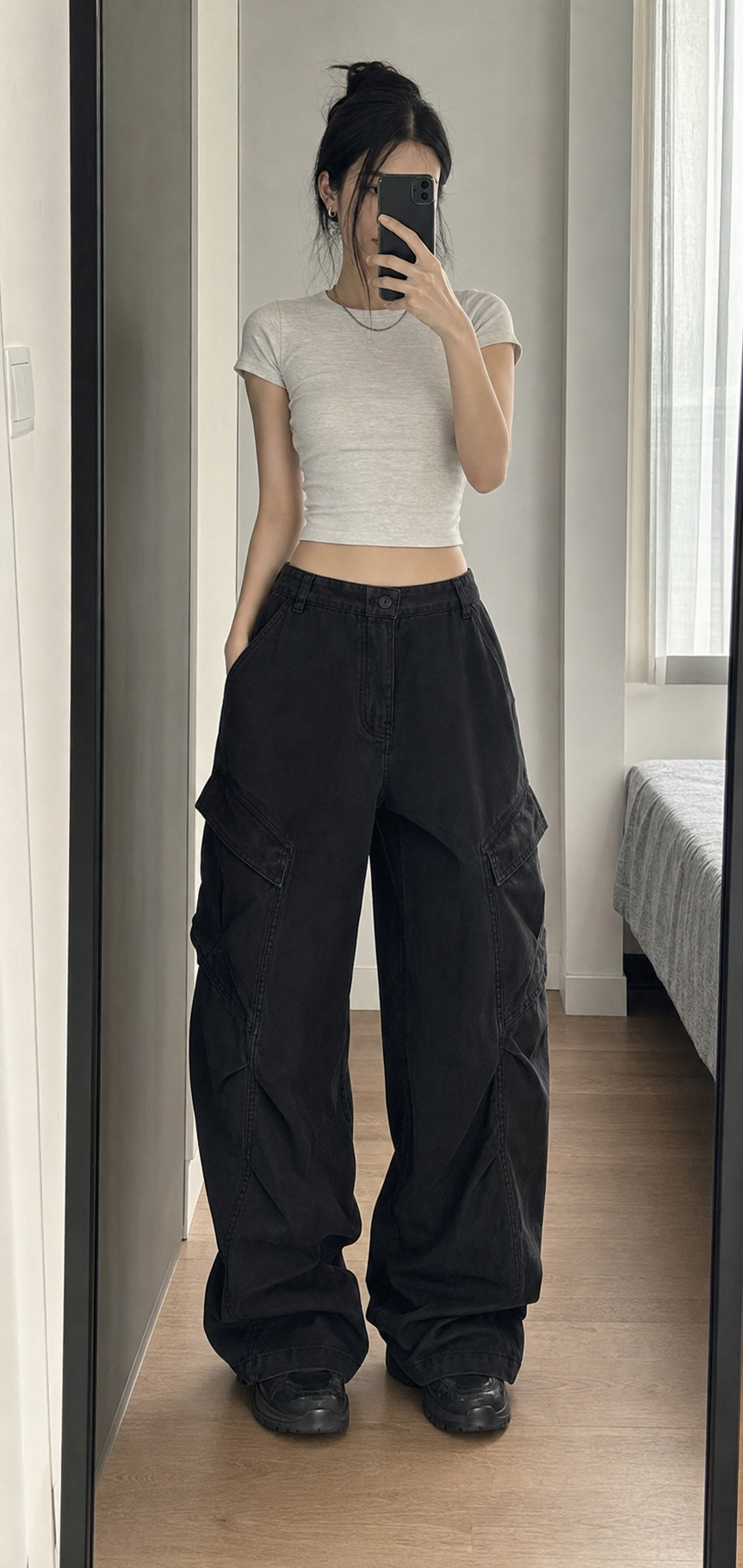 Classic Wide-Leg Straight Workwear Pants showcase 2