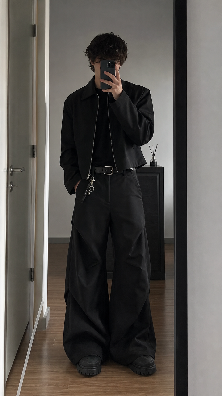 Black Avant-Garde Wide-Leg Utility Pants showcase 2