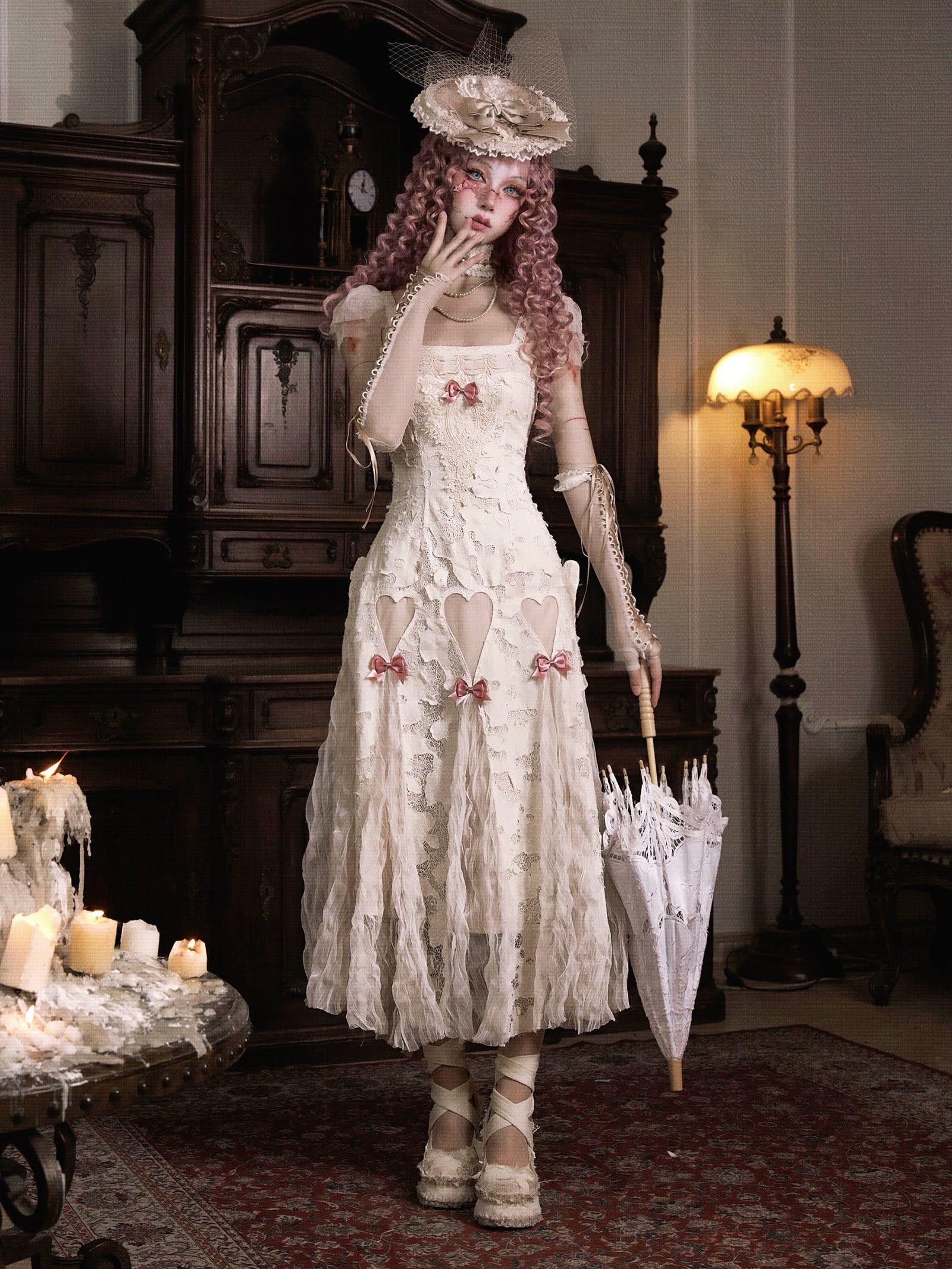Vintage Lace Heart Cutout Gown showcase 2