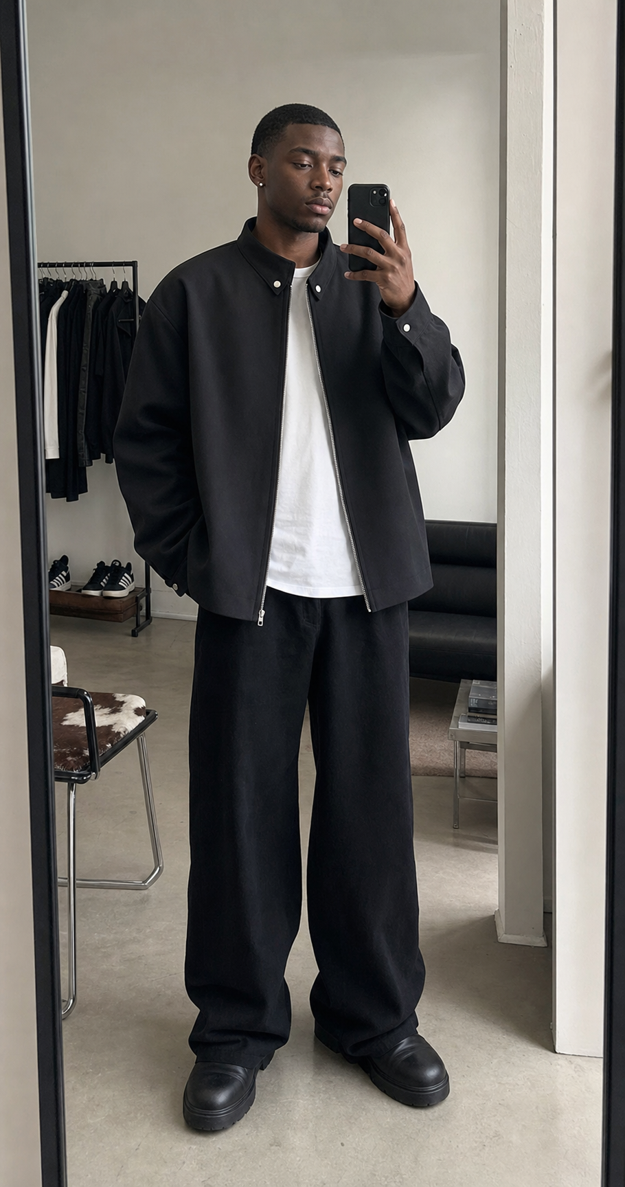 Obsidian Minimal Stand‑Collar Zip Jacket showcase 2