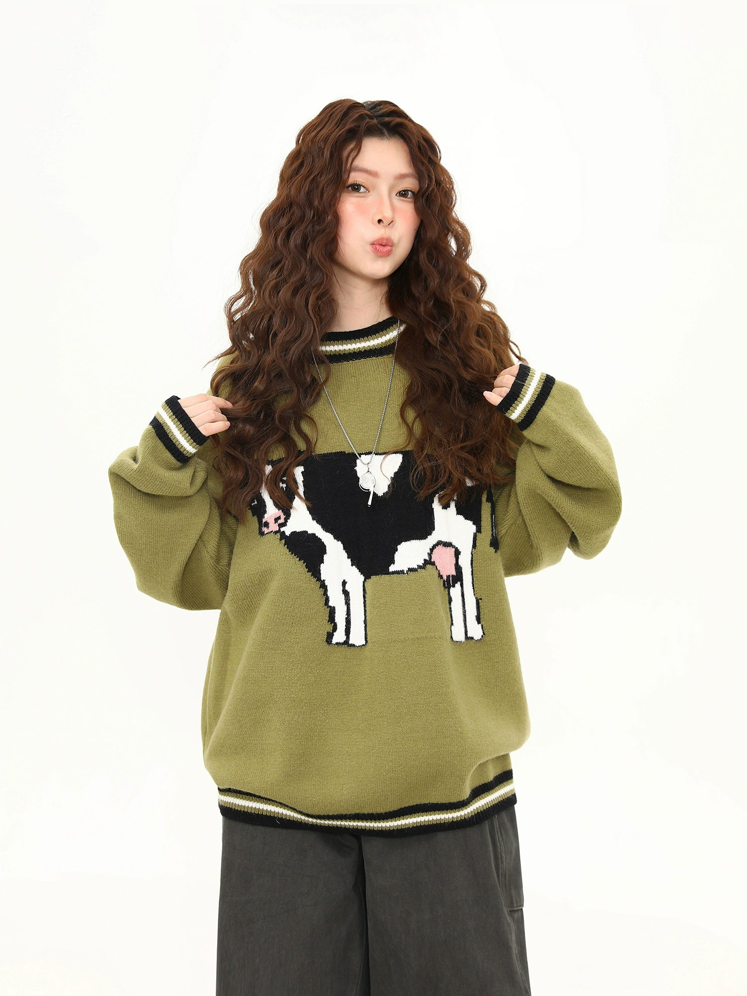 Moo Muse Cozy Knit Sweater showcase 2 corrected cow
