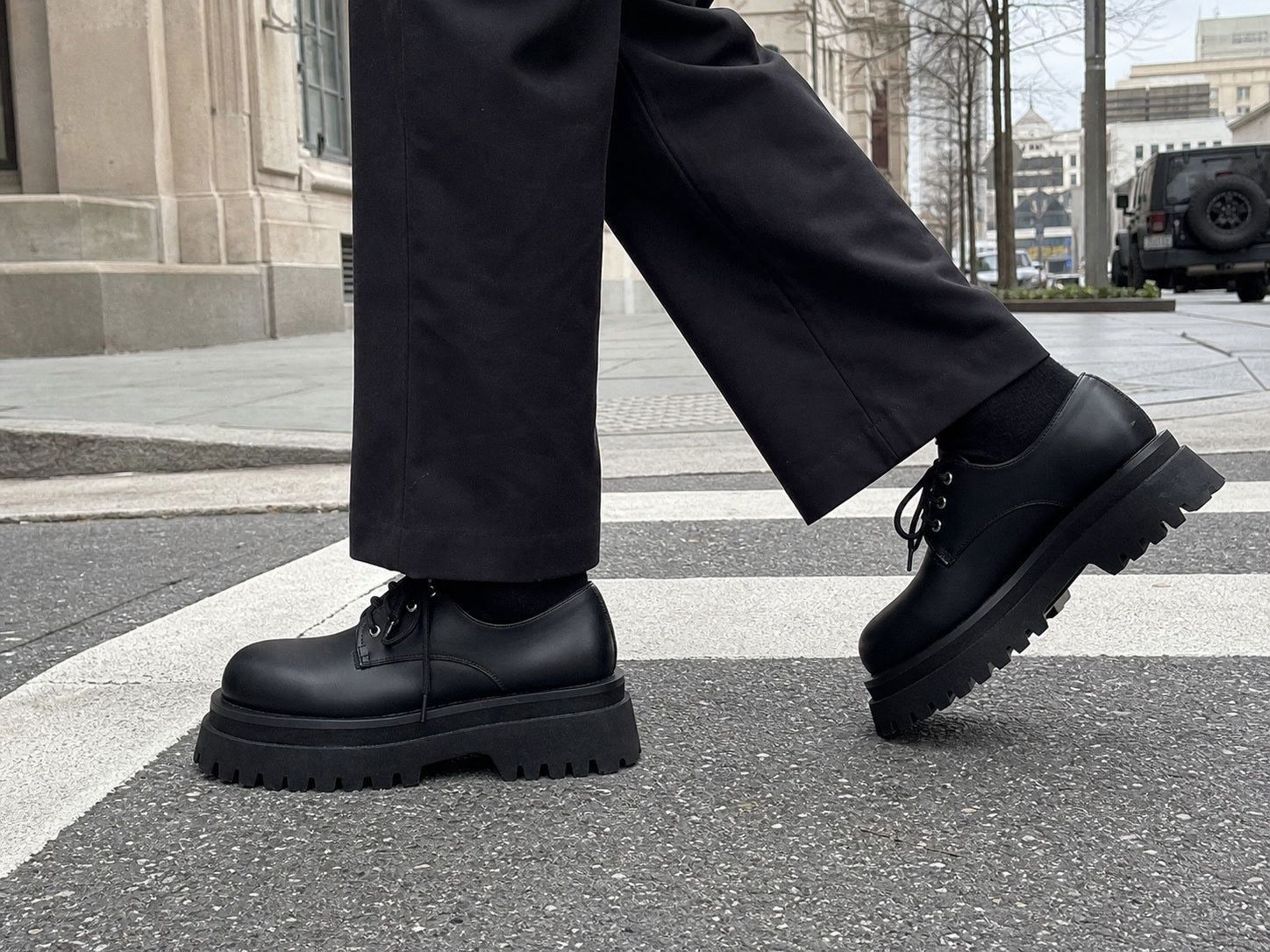 Thick-Soled Chunky Black Platform Derby Shoes showcase 2