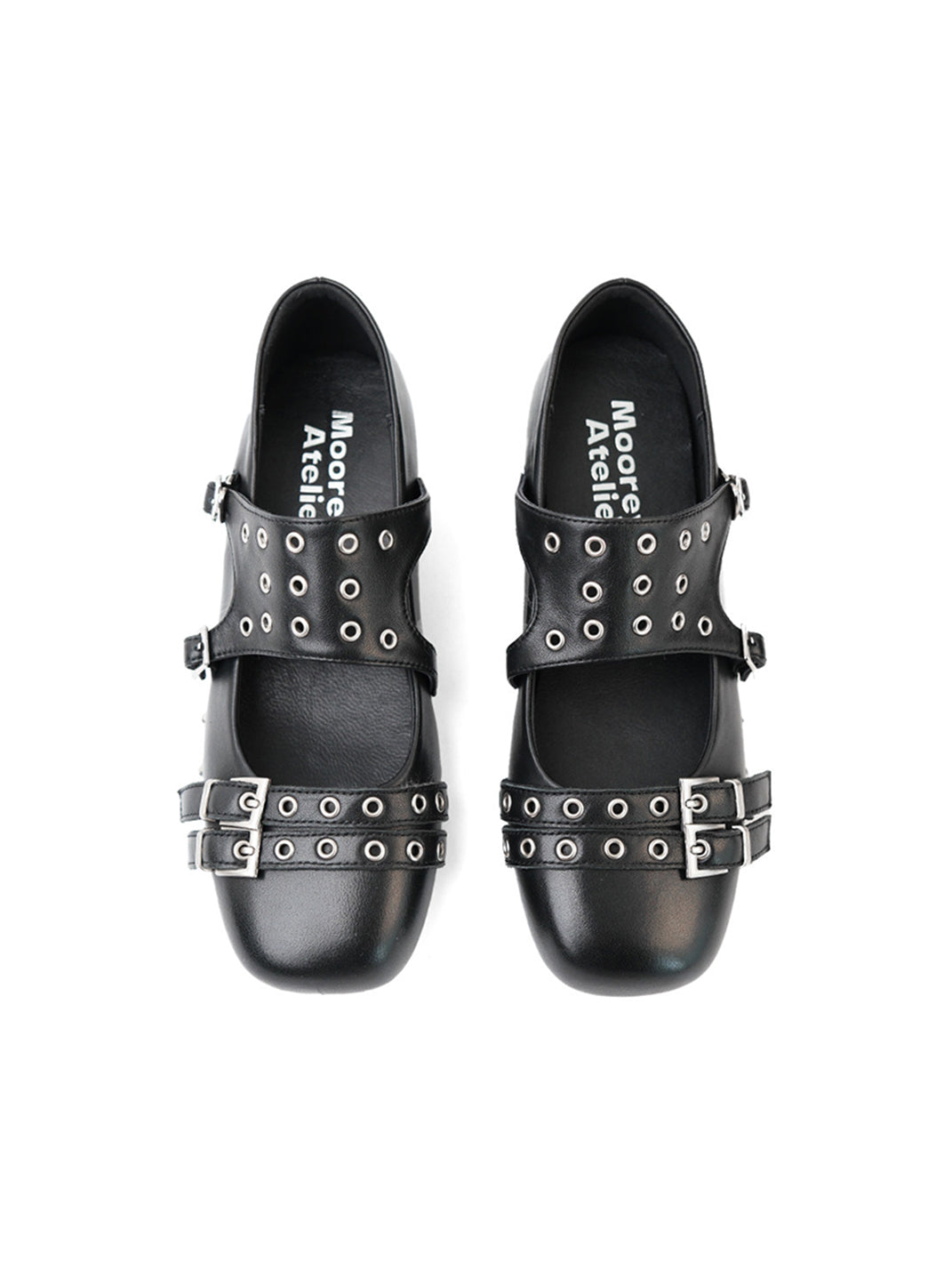 Black Leather Mary Jane Flats