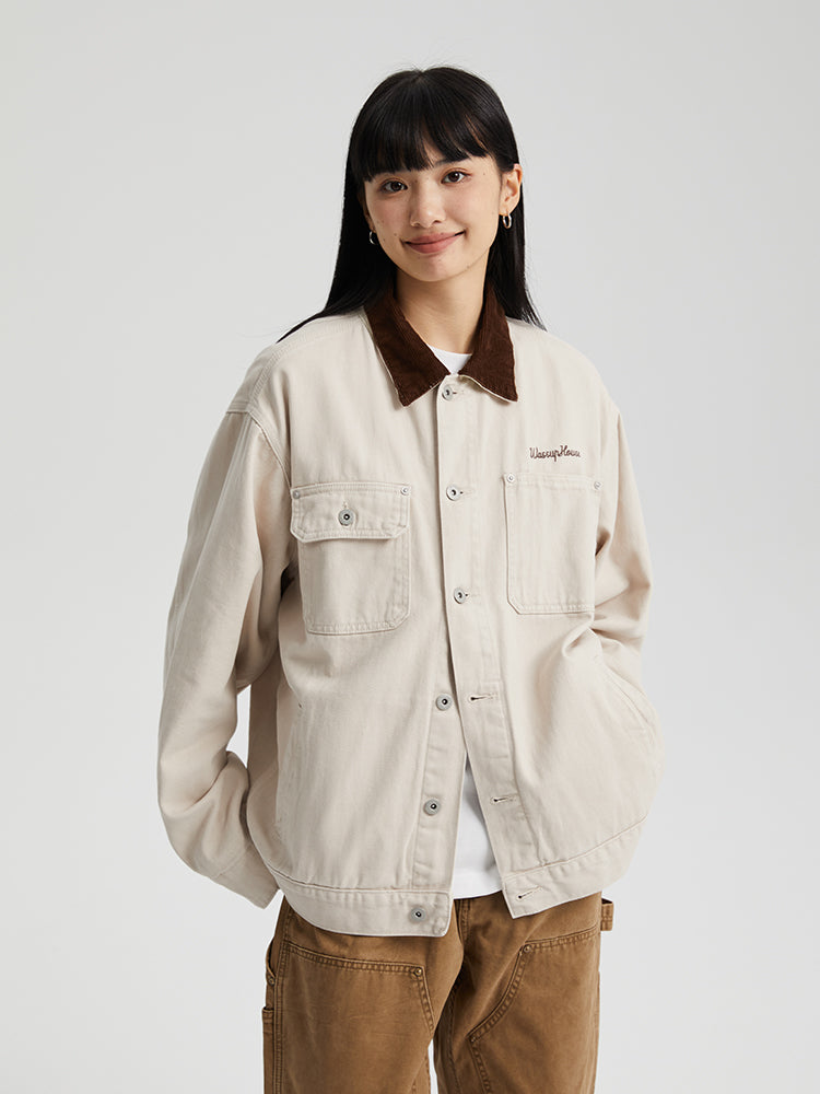 Durable Washed Work Jacket - chiclara