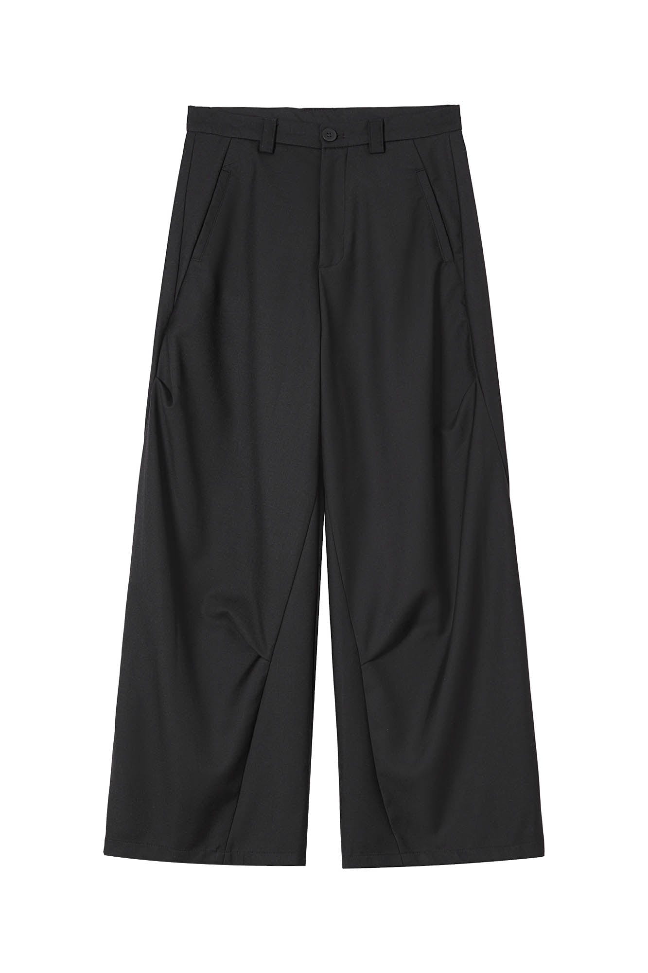 Essential Spliced Wide-Leg Casual Trousers