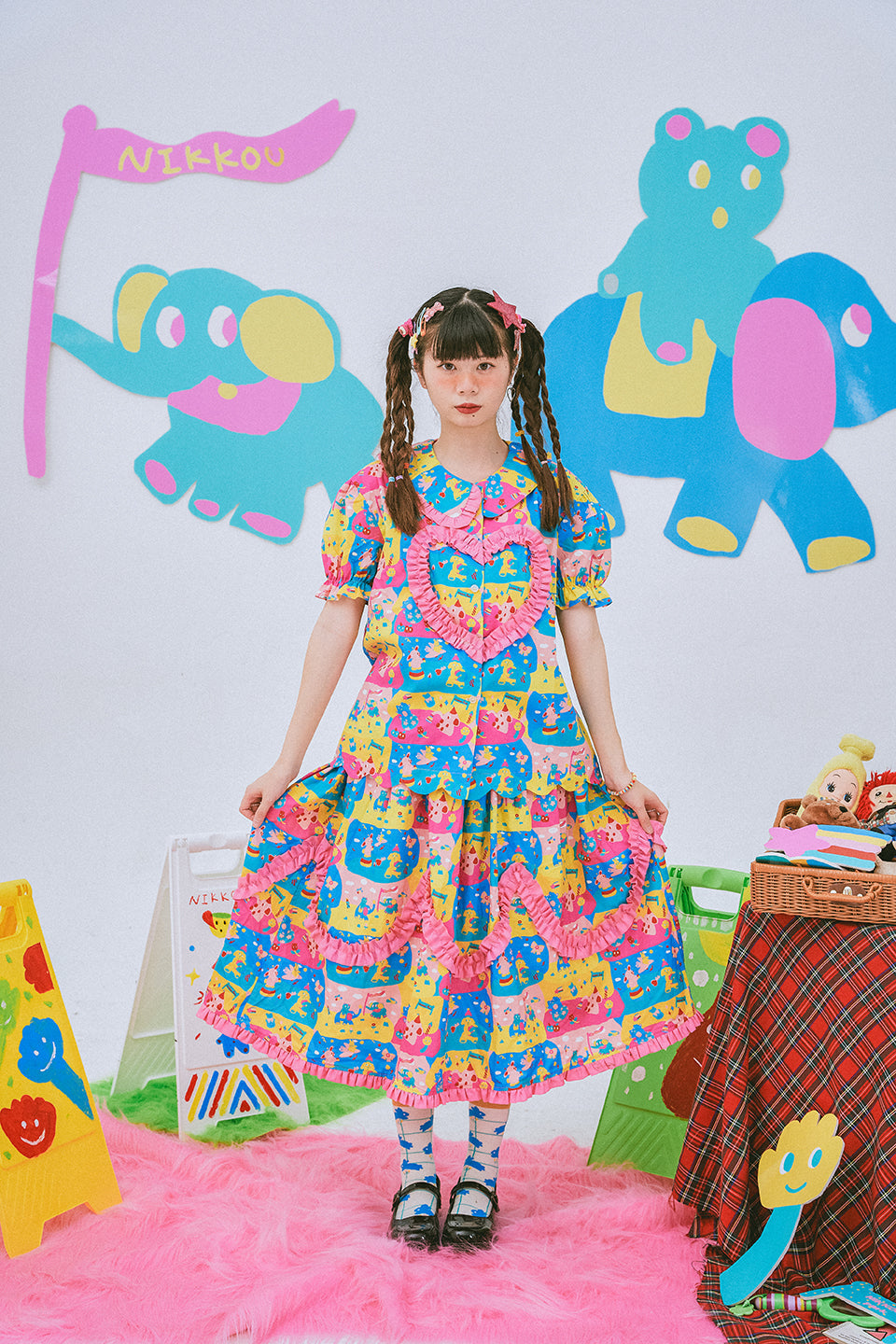 Colorful Cute Ruffle Midi Skirt