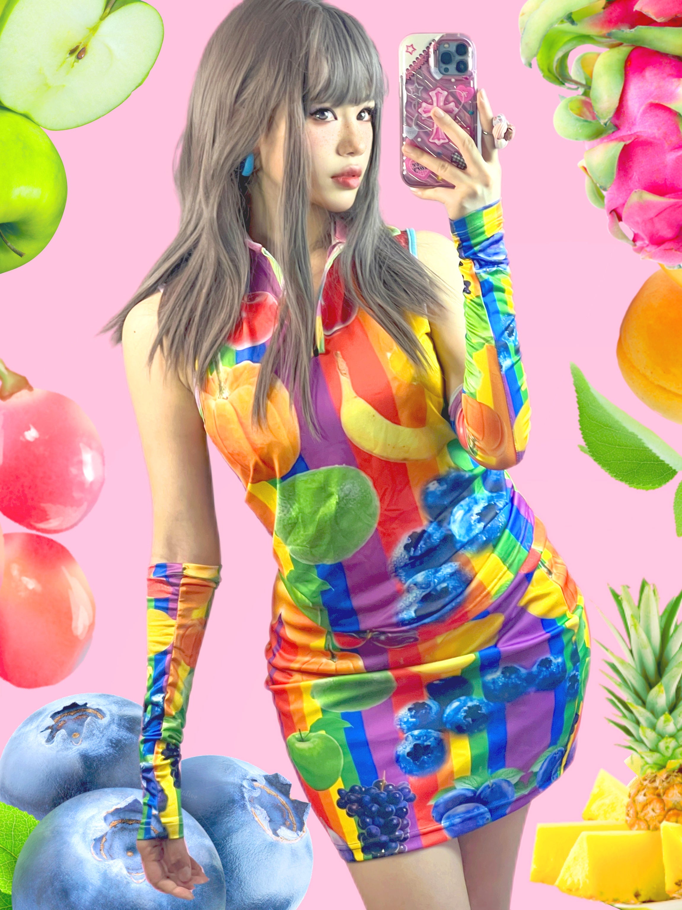 Rainbow Fruit Top Skirt Set
