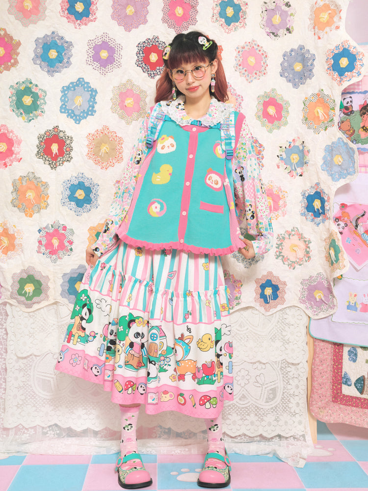 Sweet Panda Picnic Border Skirt