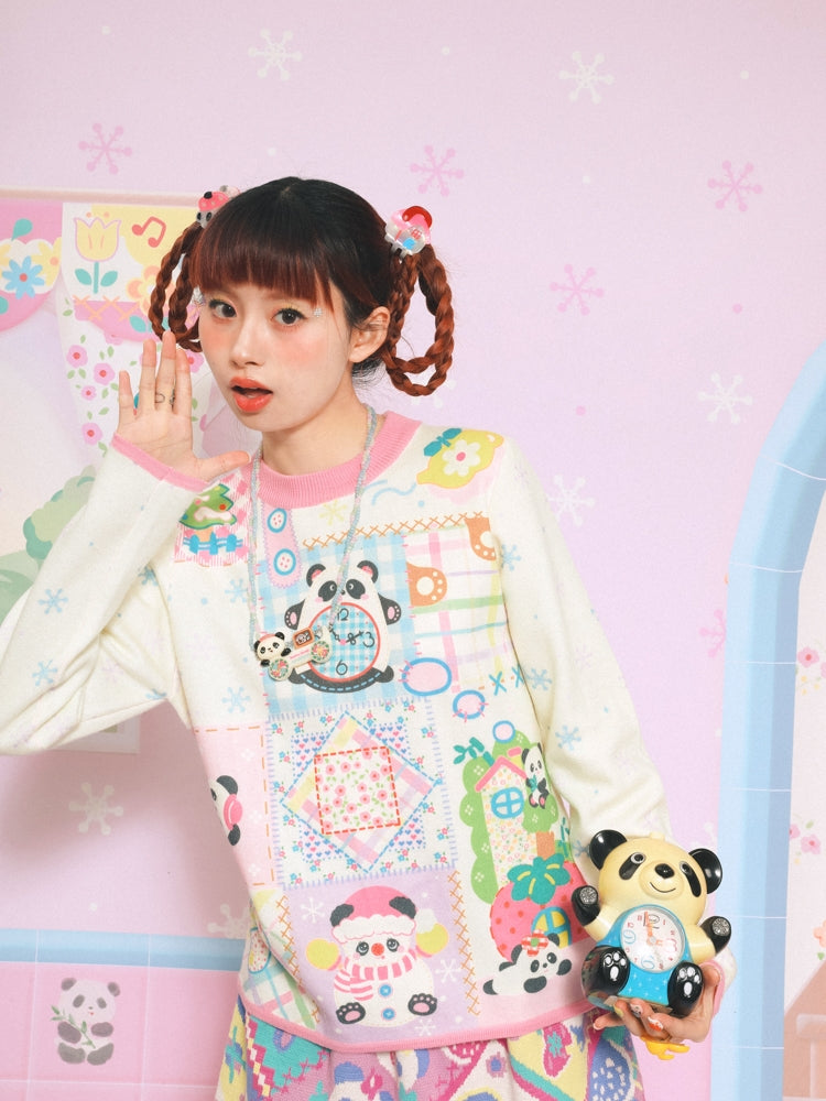 Playful Panda Winter Knit Sweater