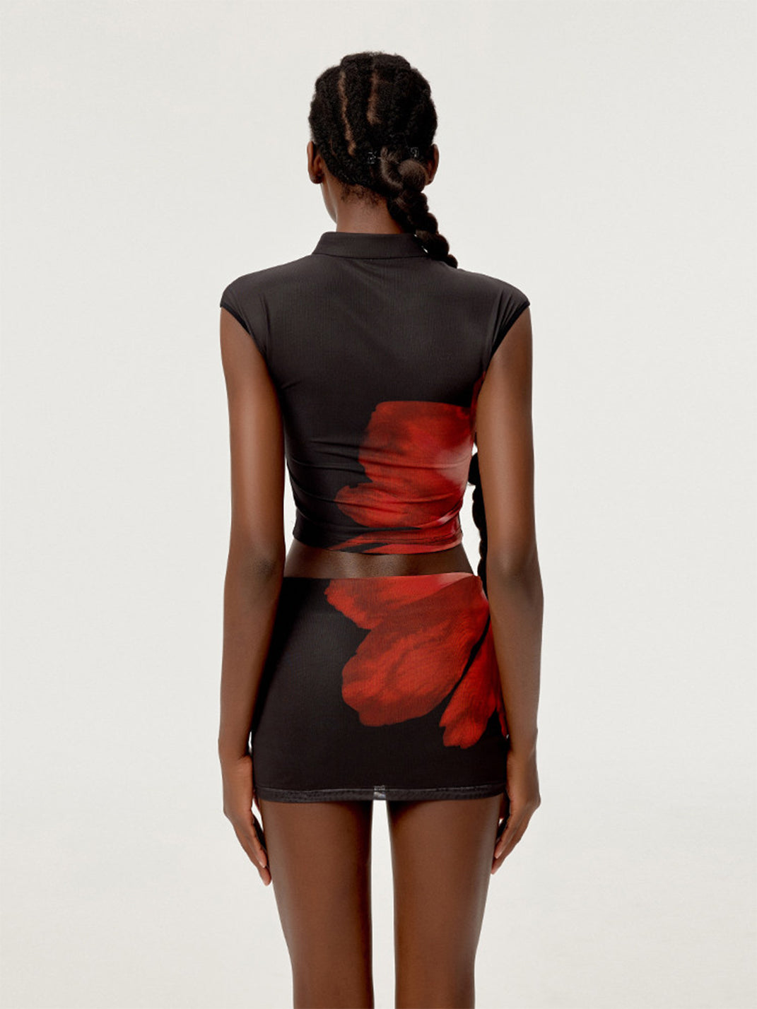 Cheongsam Collar Crop Top Skort Set