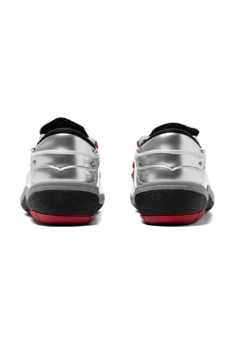 Metallic Silver Red Sole Athletic Sneakers