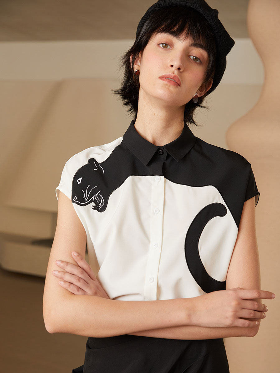 Chemisier brodé Panther Grace