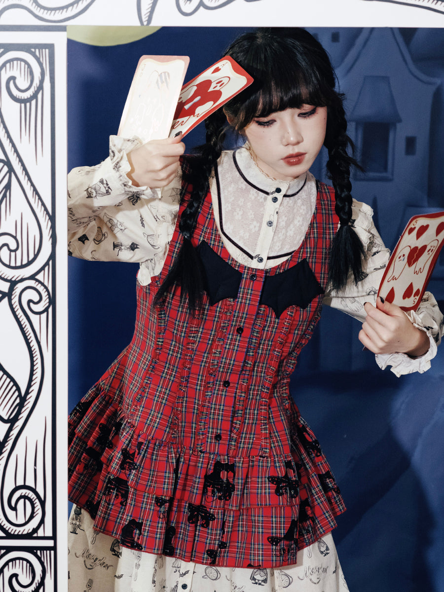 Bat Wing Plaid Gothic Dress