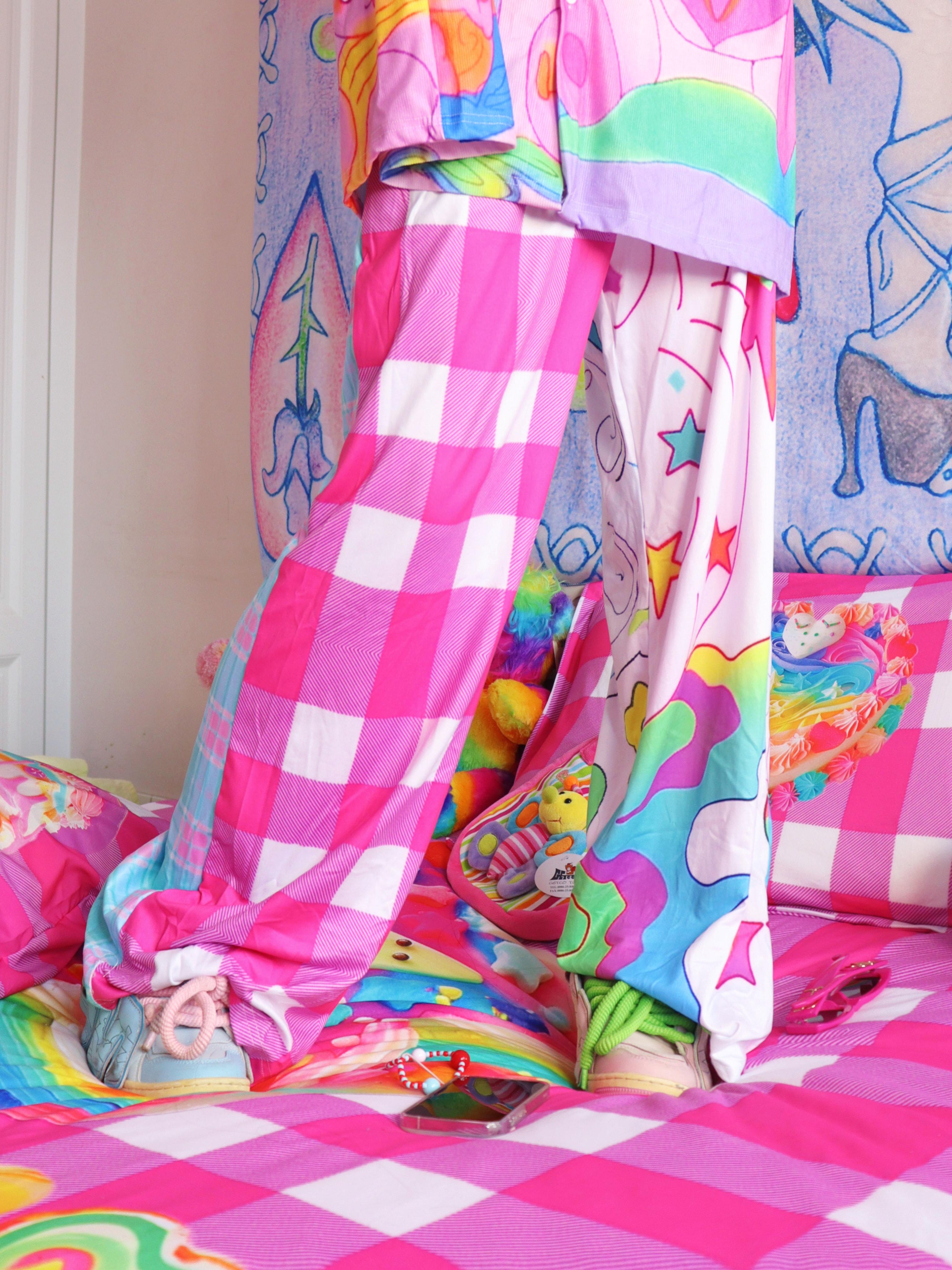 Rainbow Bunny Pink Gingham Pants