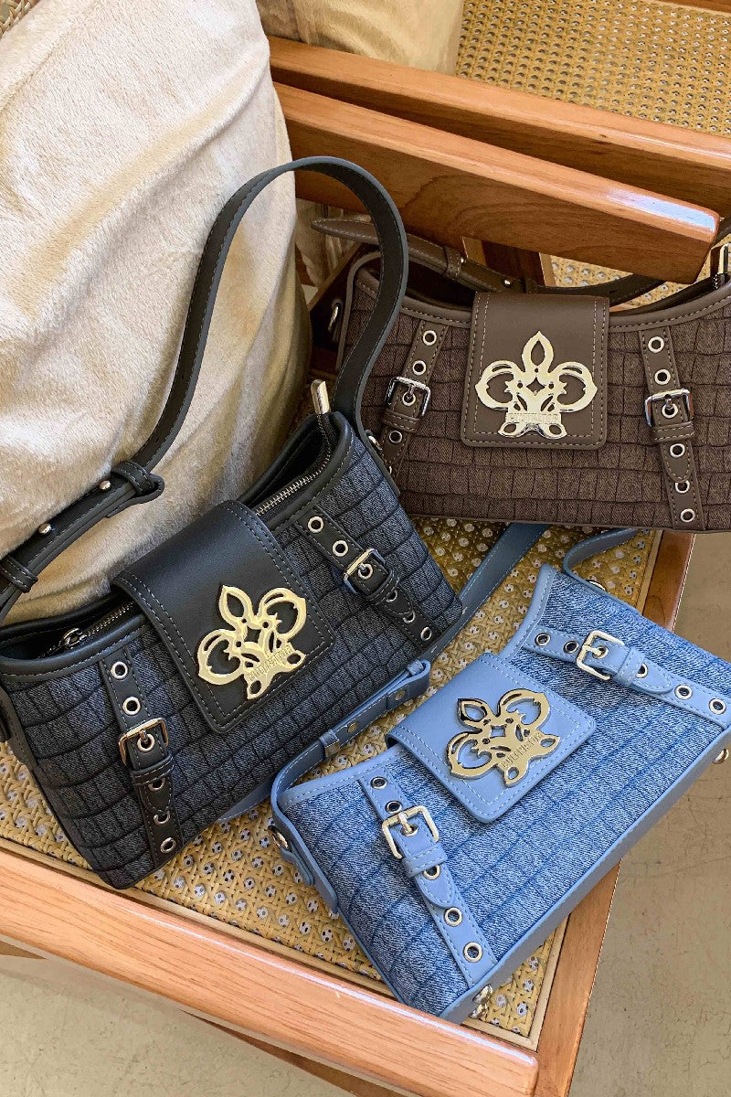 Quilted Fleur Metal Shoulder Bag