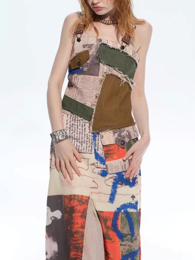 Collage Print Military Tank Dress