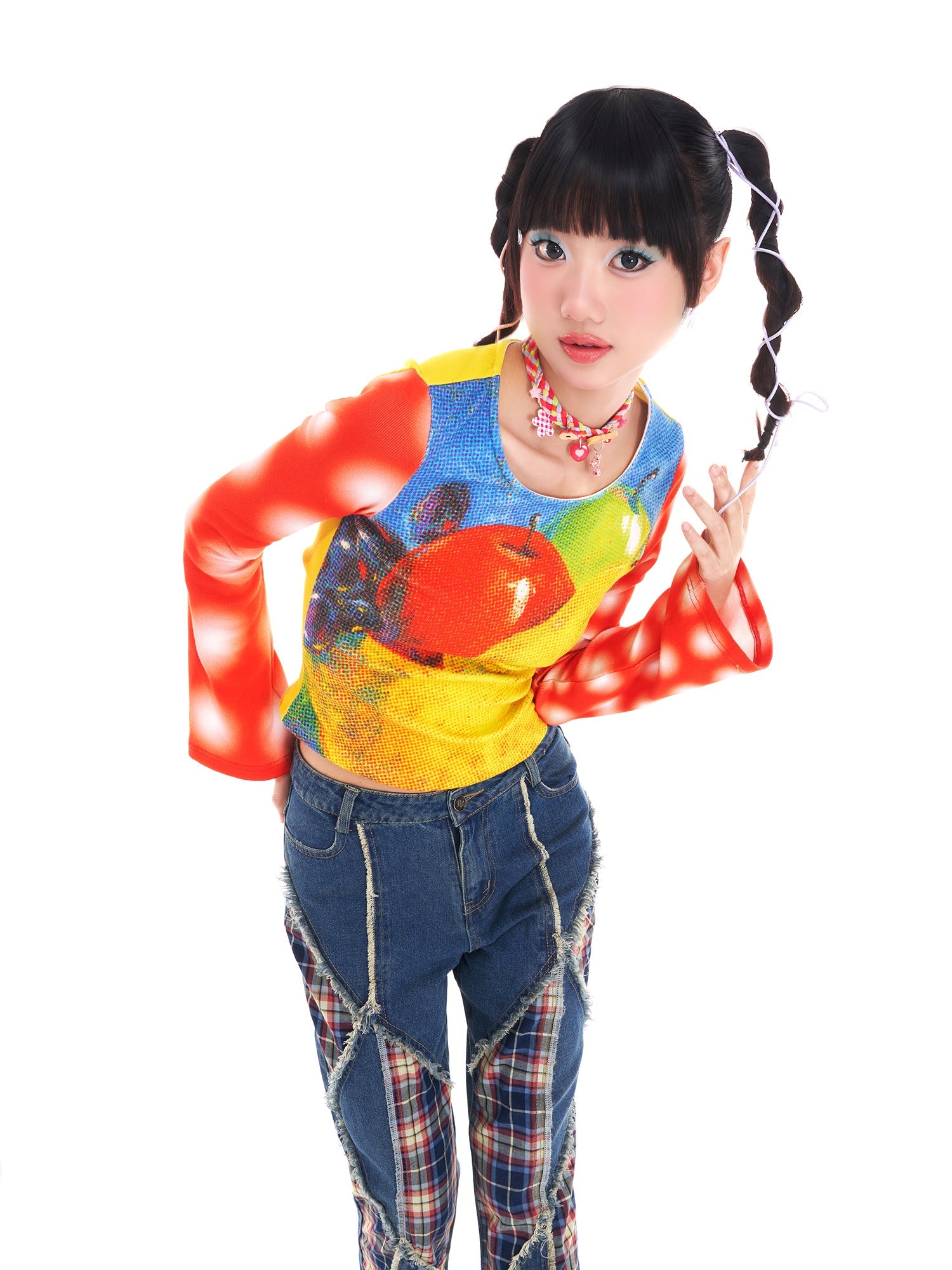 Fruity Pop Bell Sleeve Blouse