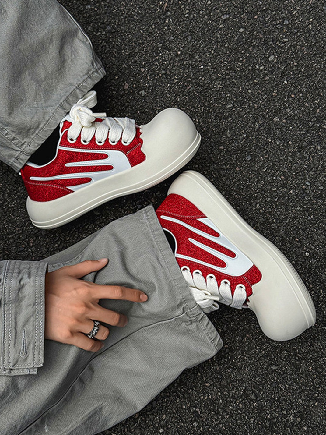 Jagged Edge Oversized Round Toe Chunky Platform Skate Sneakers image 3