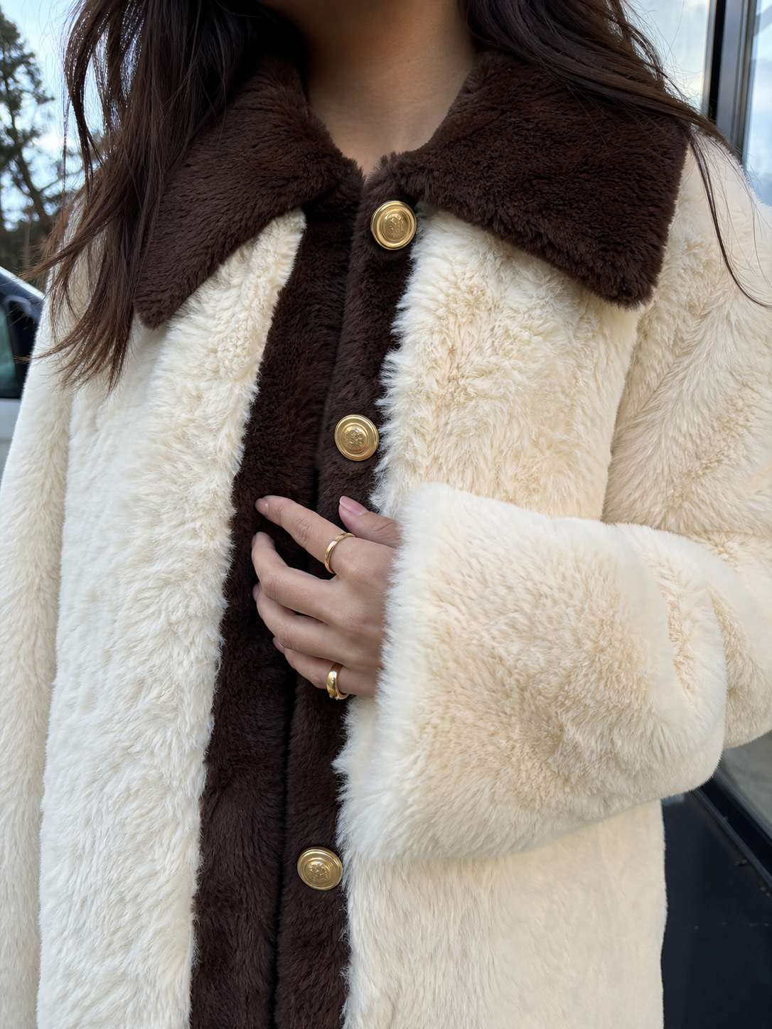 Bicolor Fur Coat showcase 3
