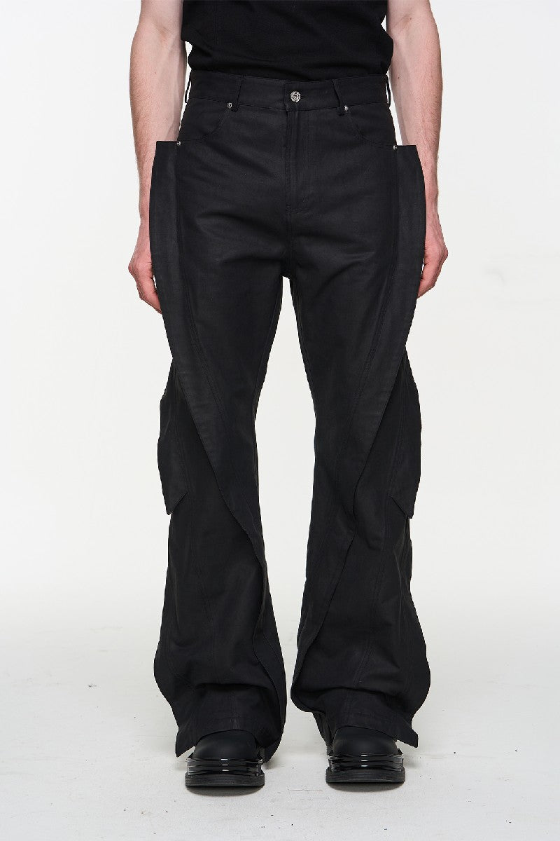 Twisted Zip Deform Cargo Straight Loose Pants - chiclara