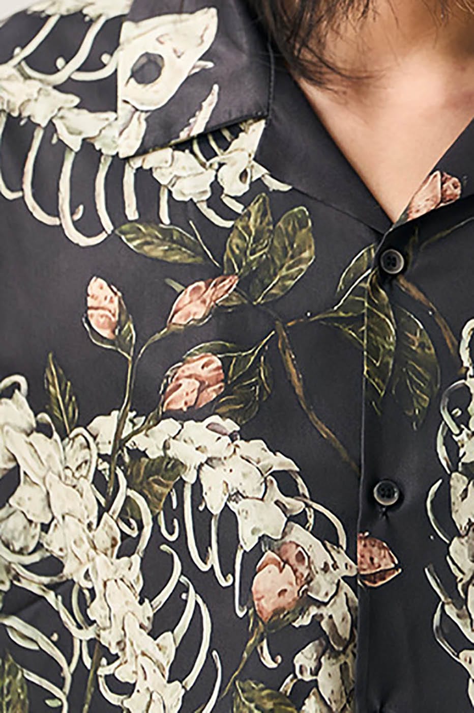 Serpent Skeleton Floral Camp Shirt