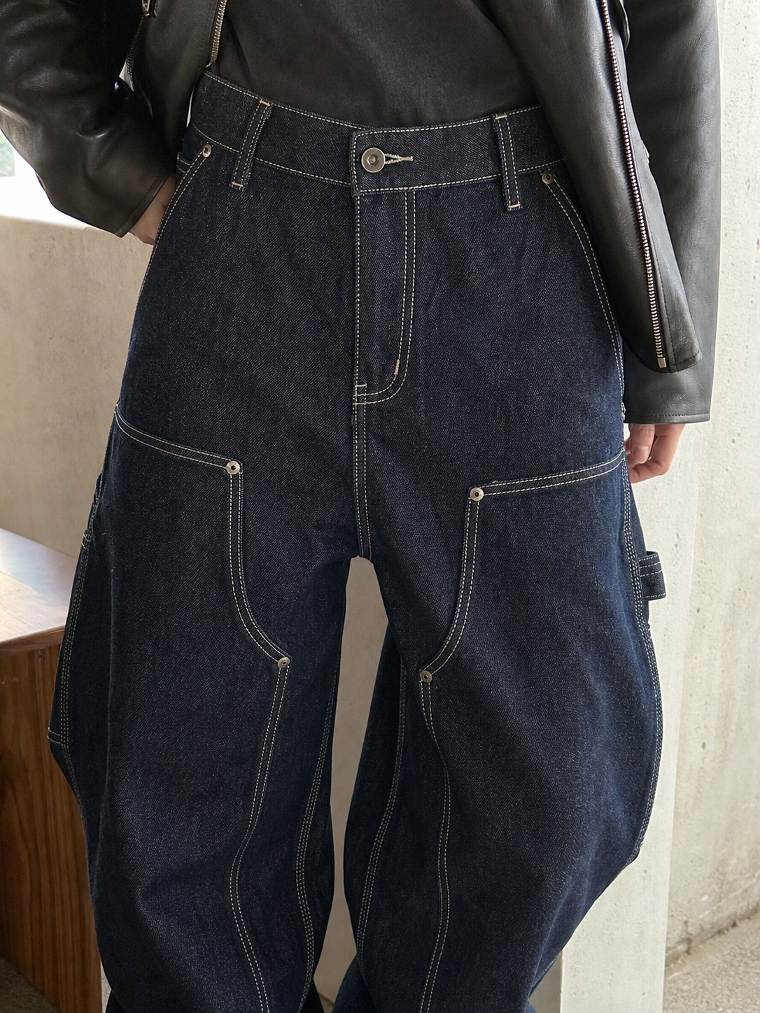 Dark Wash Wide Leg Carpenter Jeans showcase 3