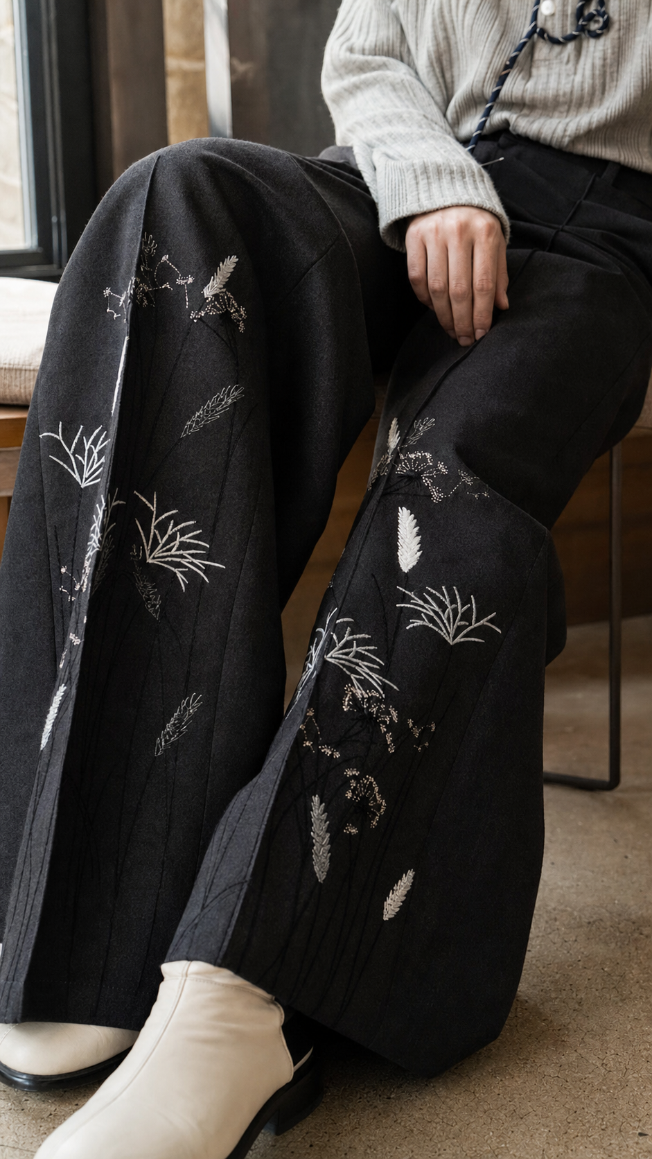 Midnight Meadow Embroidered Wool Trousers UGC showcase 3