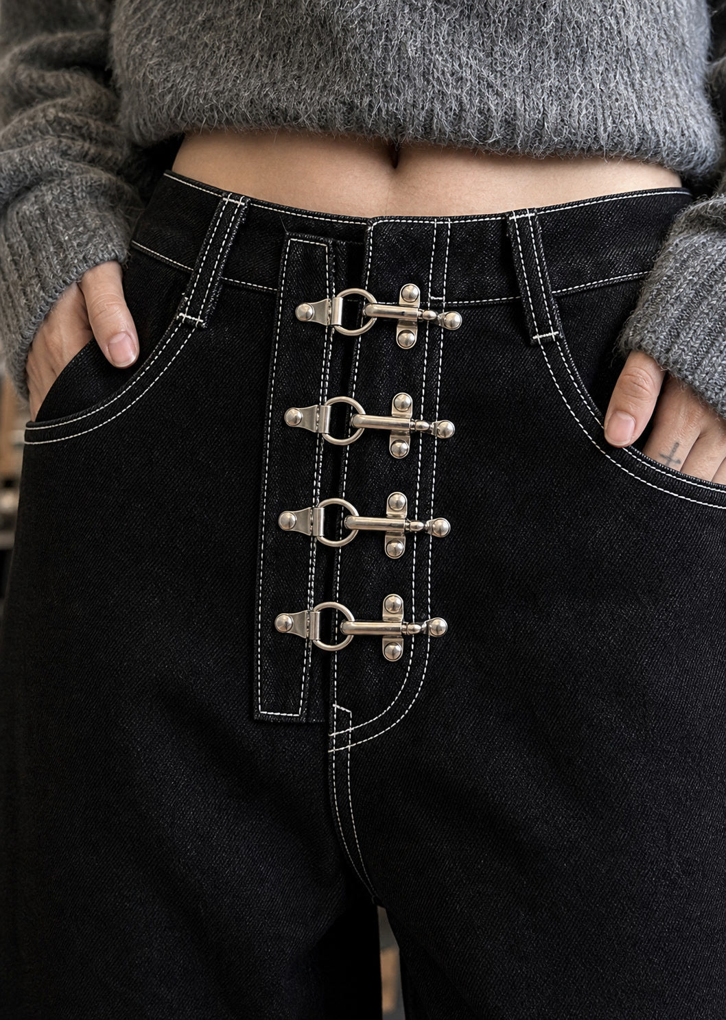 Latch-Ring Corset Wide-Leg Jeans regenerated UGC showcase 3