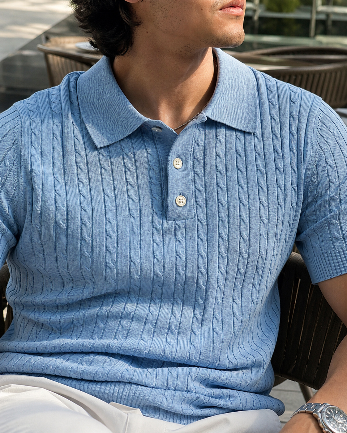Sunlit Cable Knit Polo showcase 3