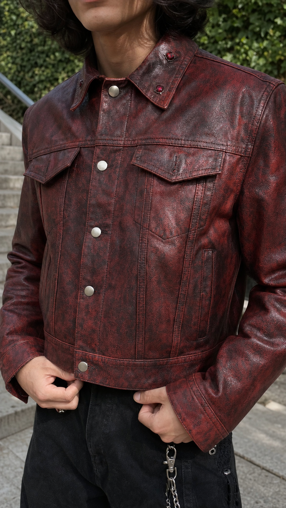 Ember Forge Distressed Leather Trucker Jacket UGC showcase 3
