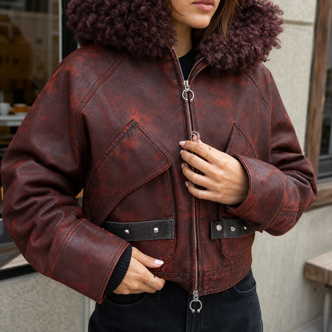 Ember Faux-Shearling Hooded Bomber showcase 3