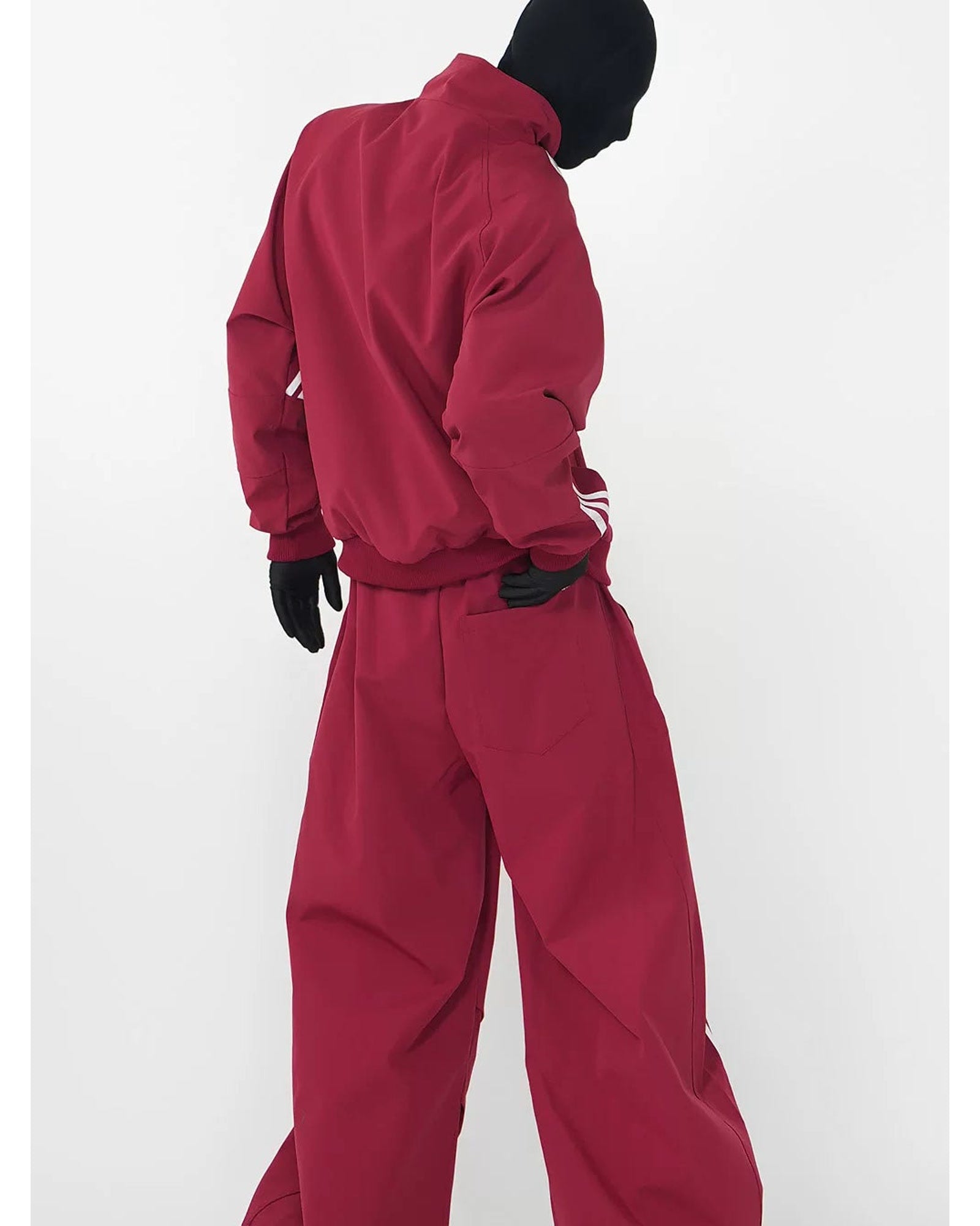 Crimson Velocity Triple‑Stripe Track Jacket and Pants Setup showcase 3