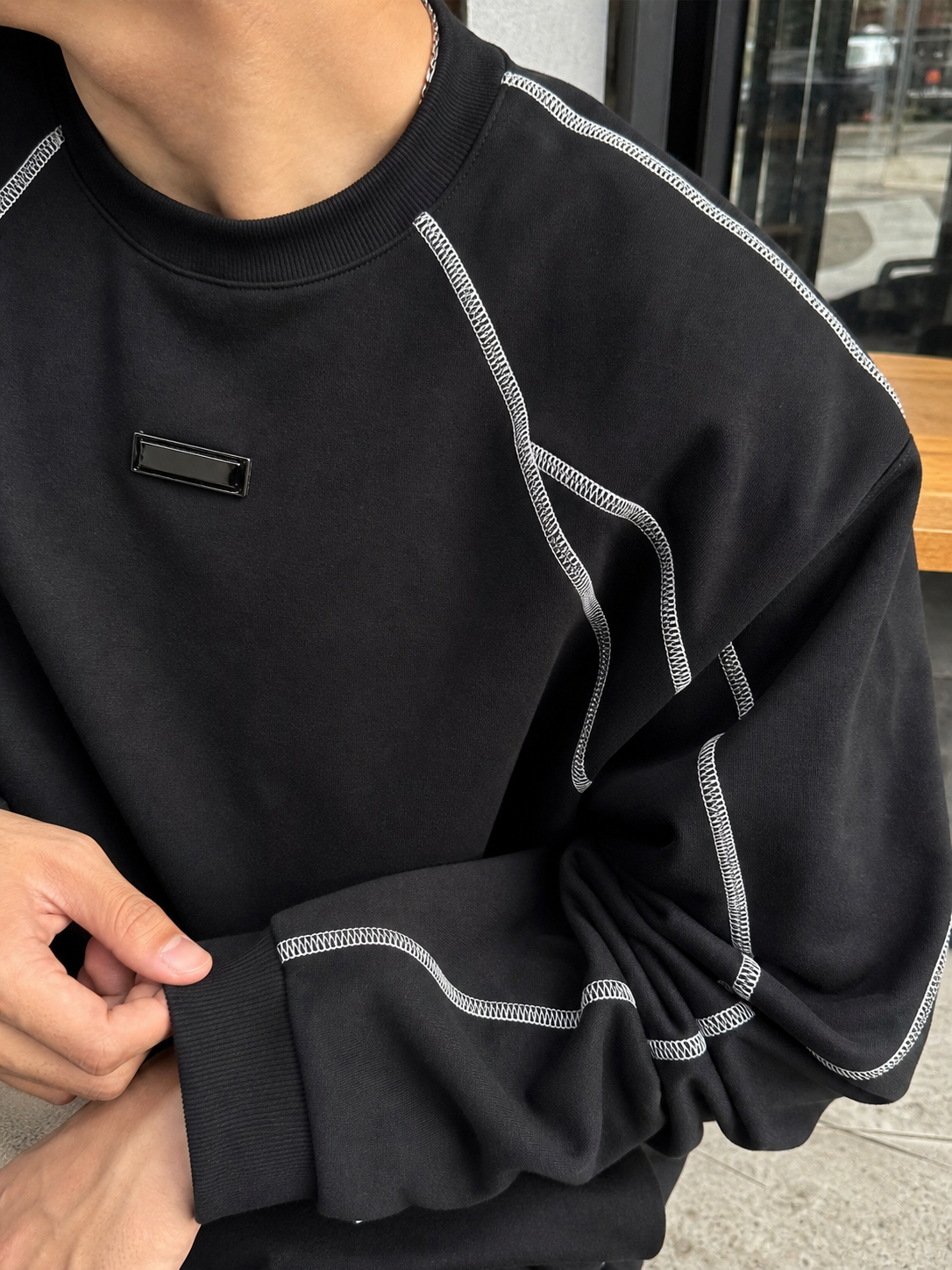 Oversized Contrast Stitch Sweatshirt showcase 3