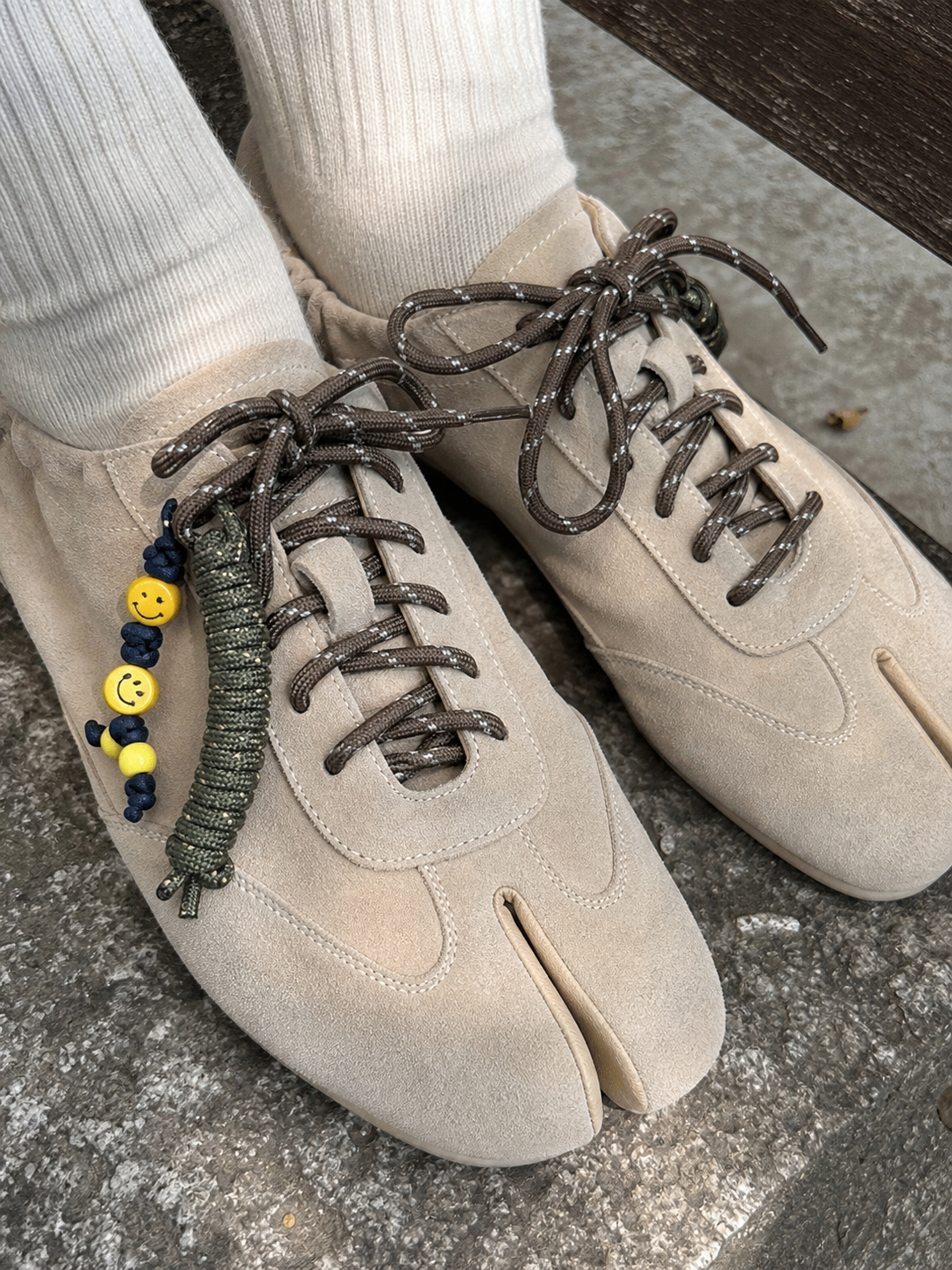 Khaki Suede Thin-Sole Tabi Sneakers showcase 3