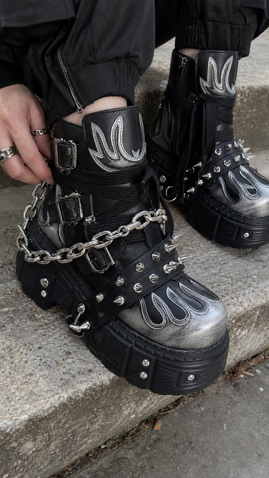 Black Chain-Spike Platform Boots UGC showcase 3