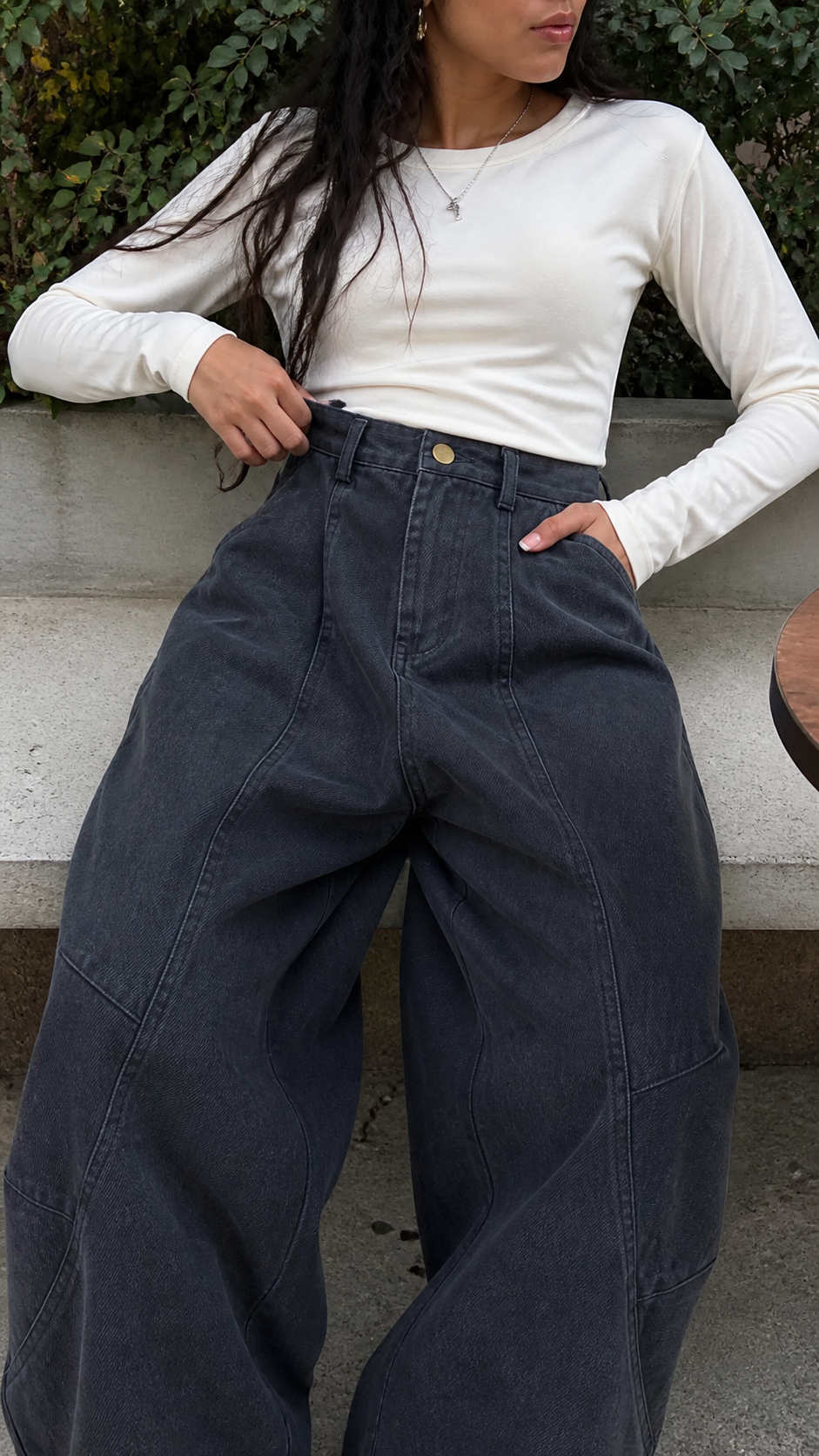 Wide Leg Pleated Dark Denim Pants UGC showcase 3