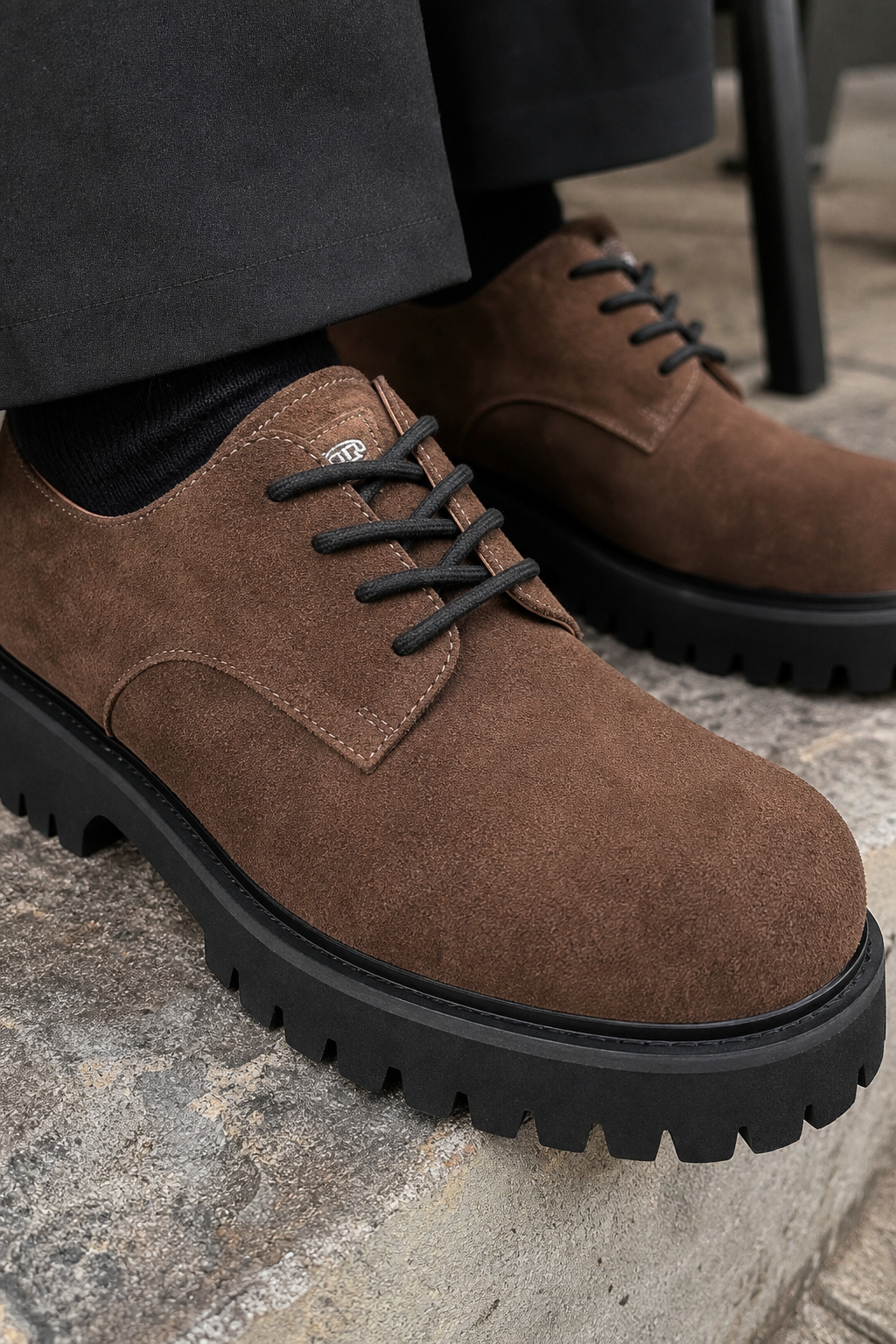 Brown Suede Platform Derby Shoes showcase 3