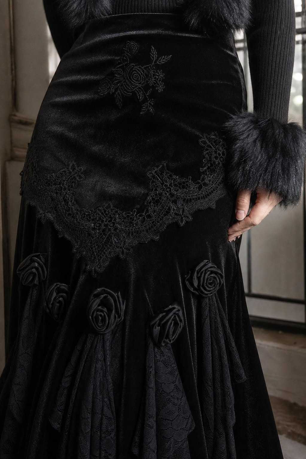 Ladyghost Gothic Velvet Maxi Dress showcase 3