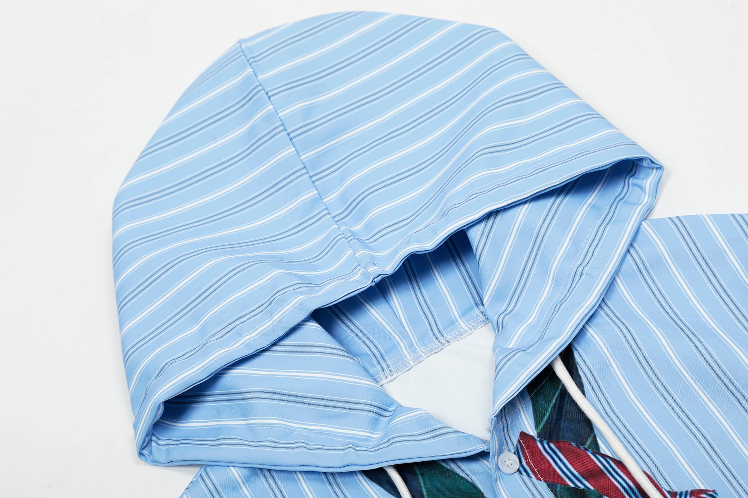 Striped Hoodie Shirt with Tie Print