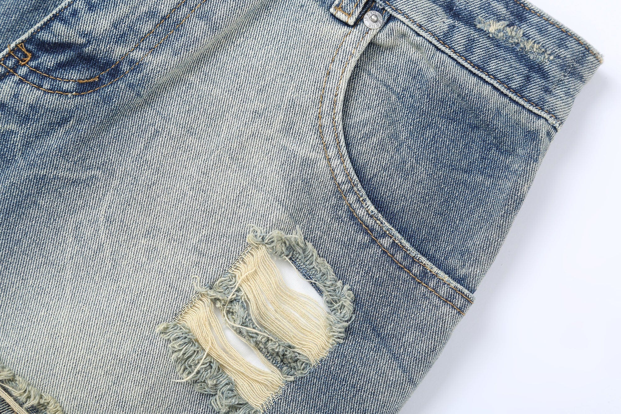 Destroyed Frayed Denim Shorts