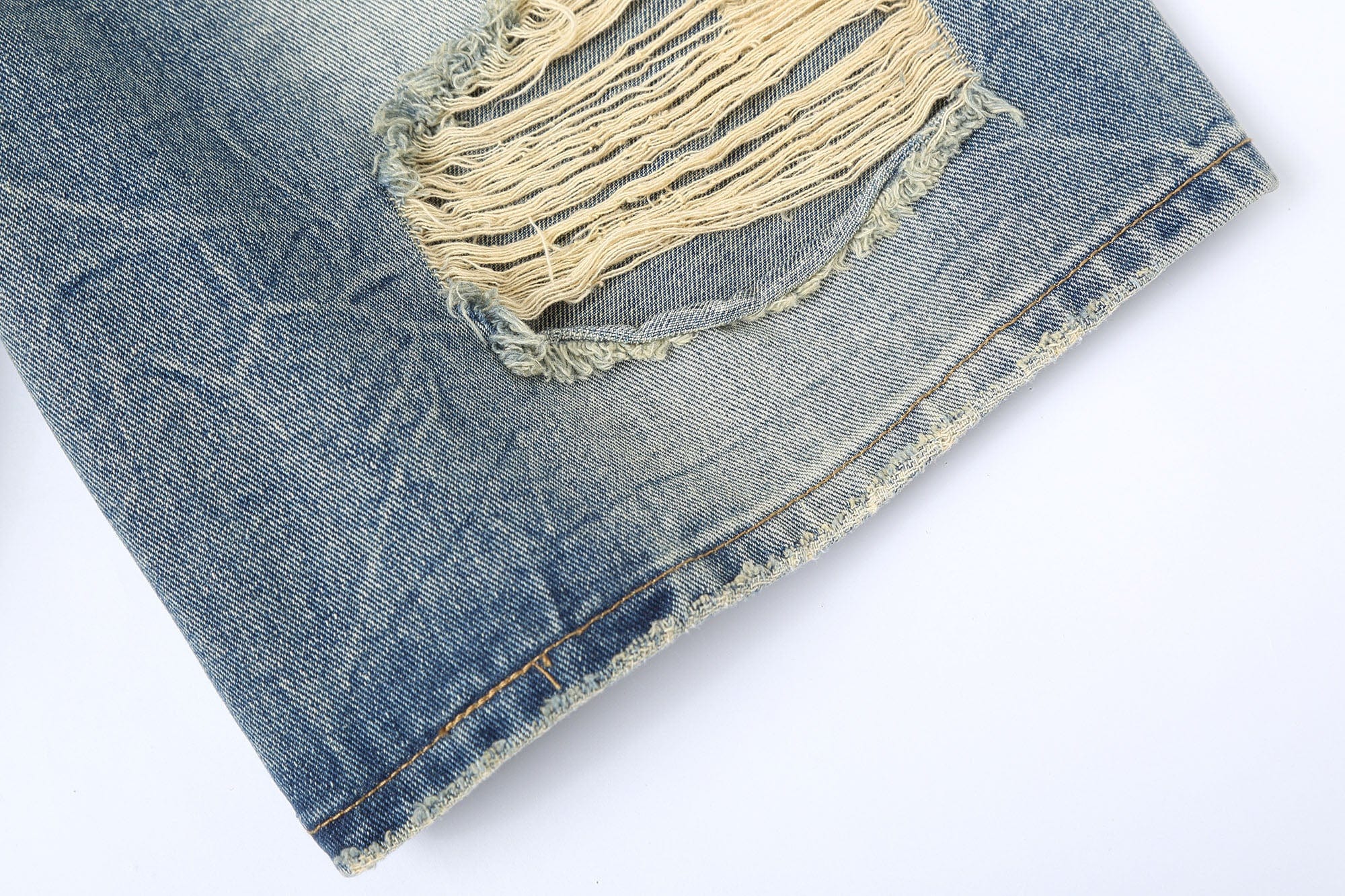 Destroyed Frayed Denim Shorts