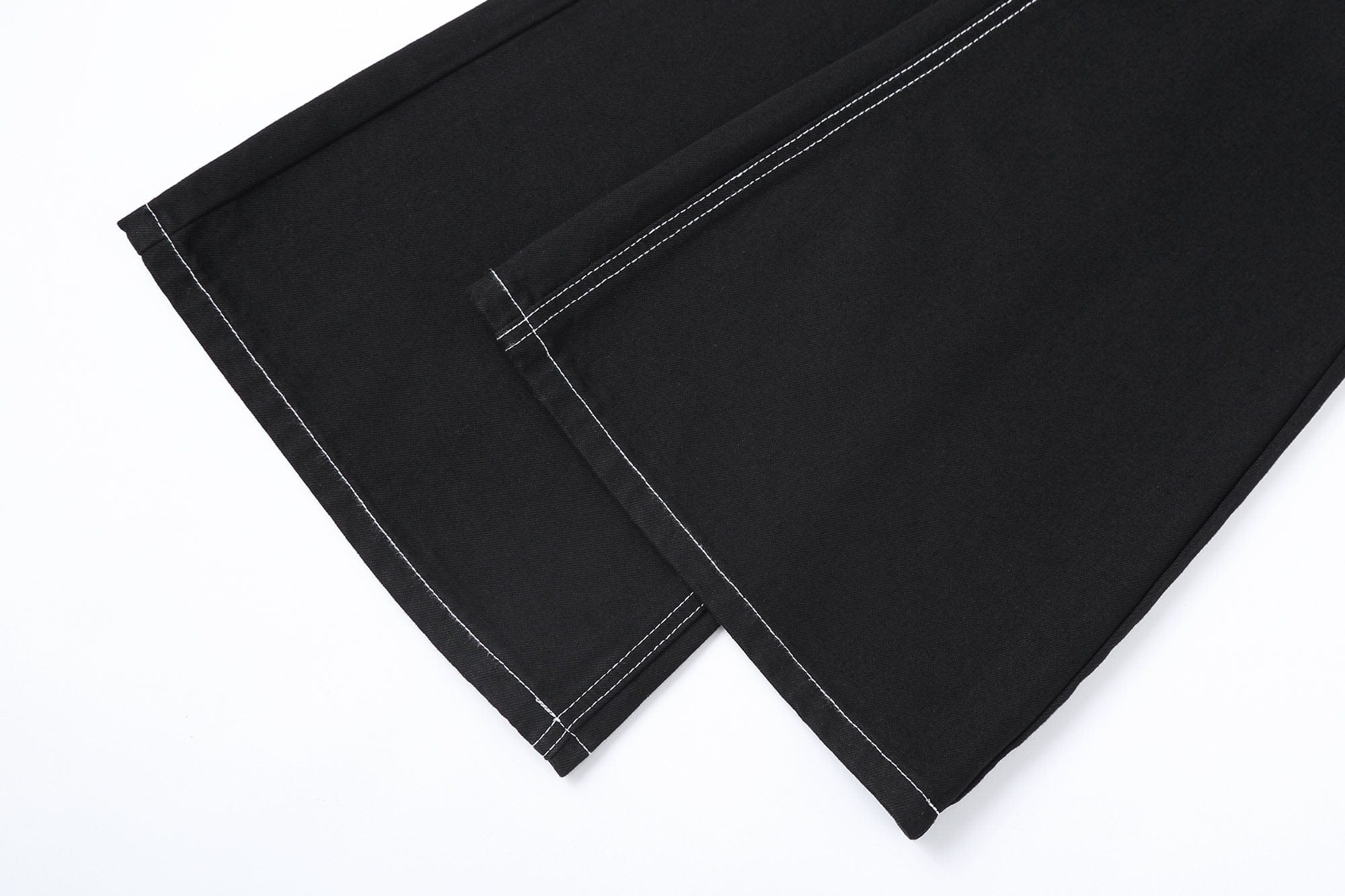 Black Flared Jeans with Contrast White Stitching