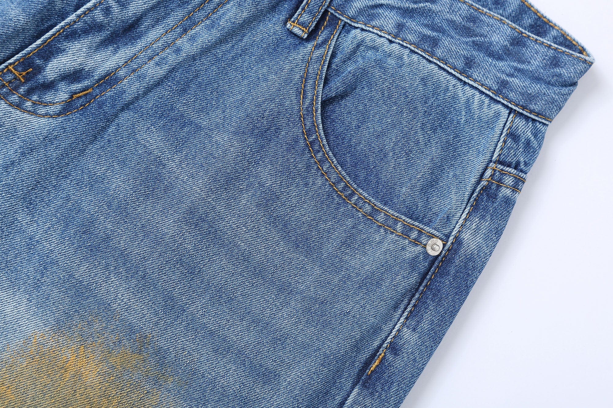 Multicolor Spray Paint Effect Wide-Leg Jeans