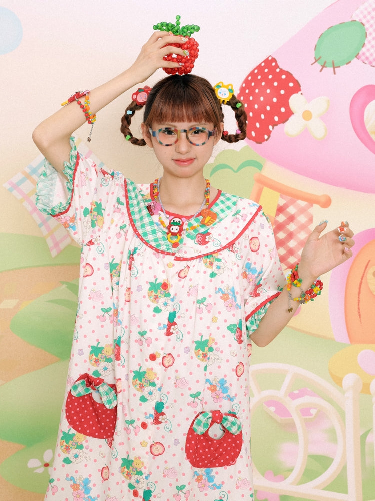 Sweet Strawberry Gingham Nightdress