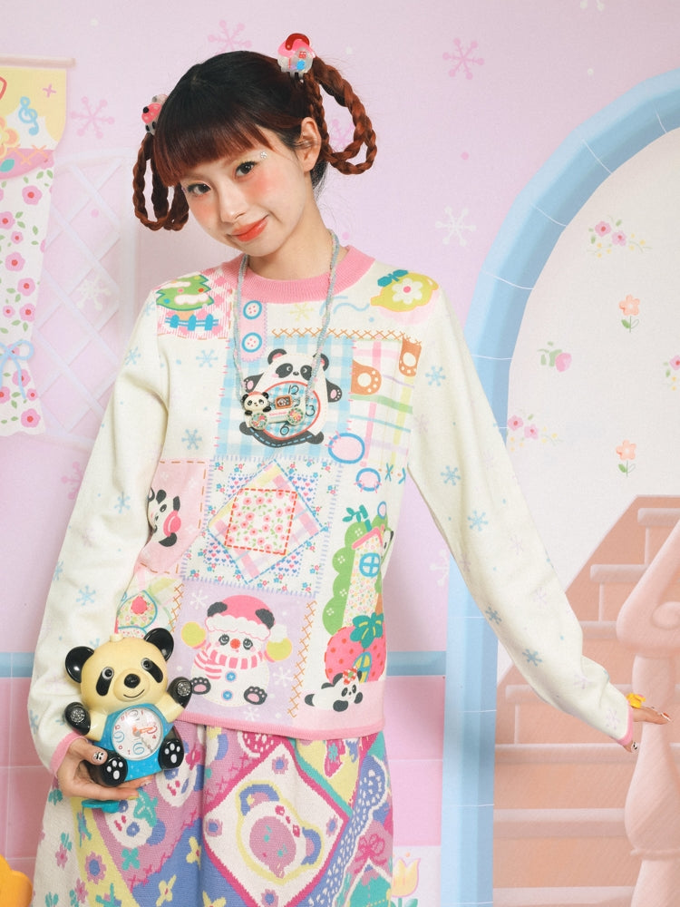 Playful Panda Winter Knit Sweater
