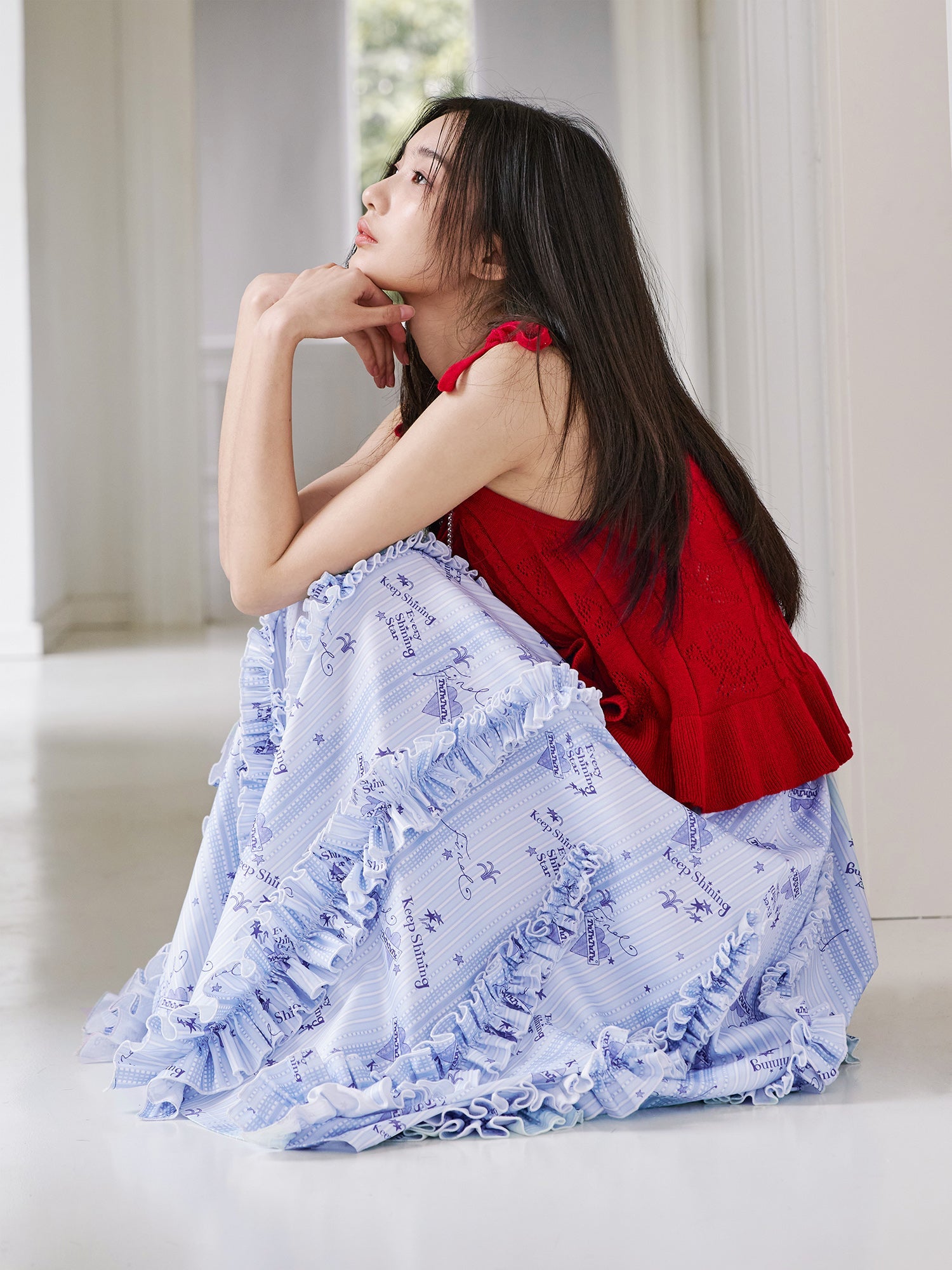 Red Bow Knit Camisole Tank Top