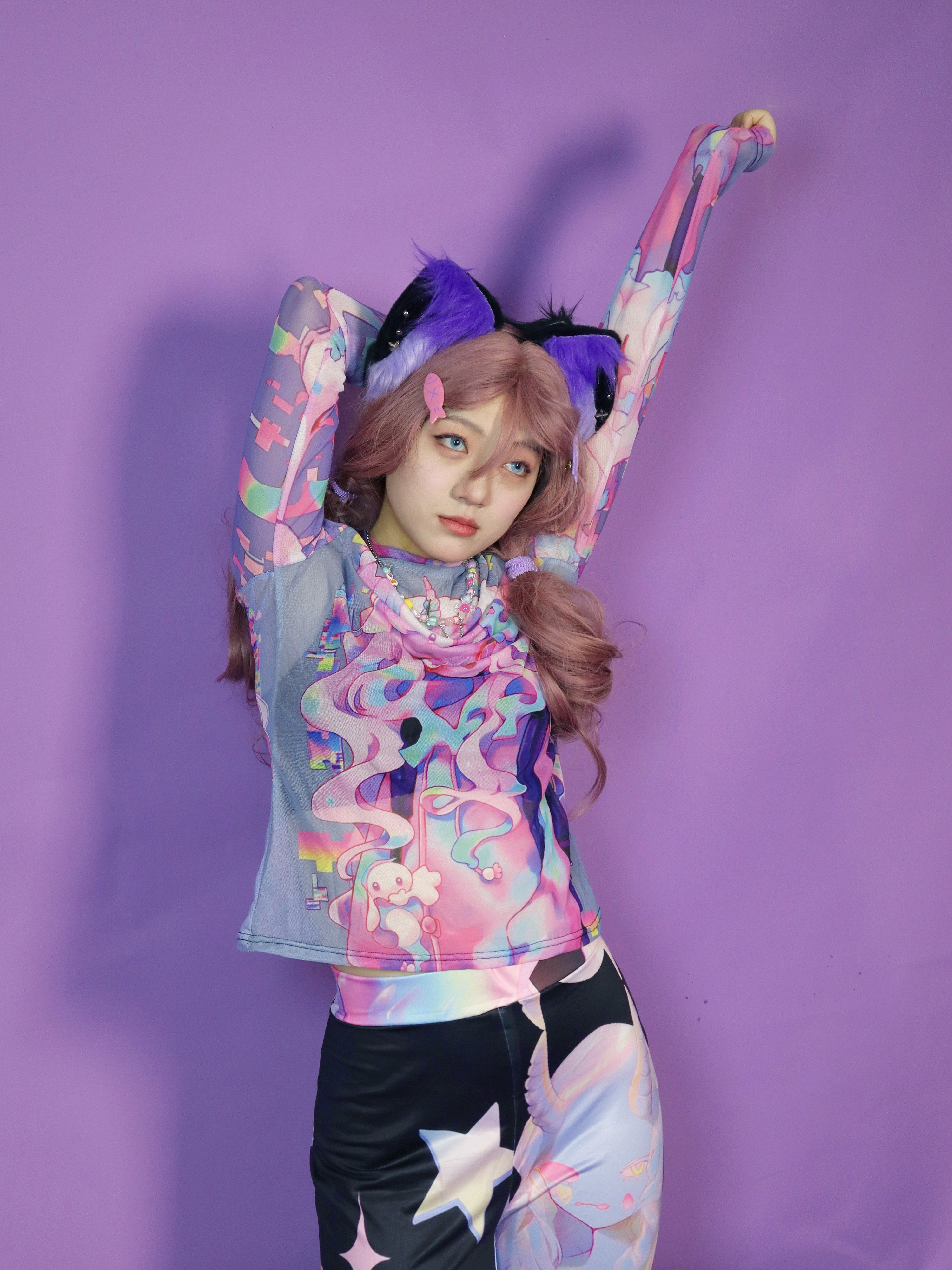 Pastel Dreams Mesh Long Sleeve T-Shirt