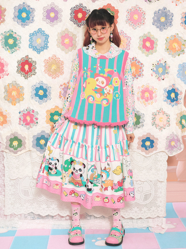 Sweet Panda Picnic Border Skirt